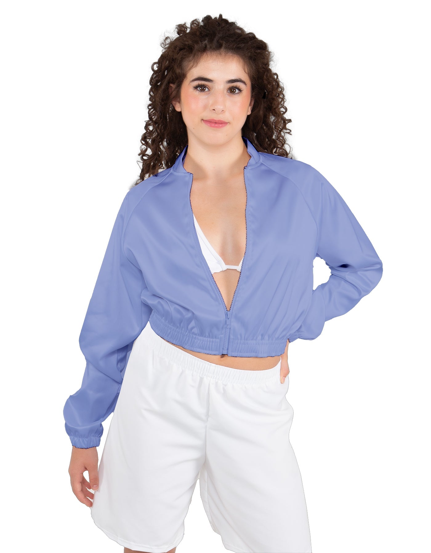 Solid Satin Cropped Jockey Jacket No Rib