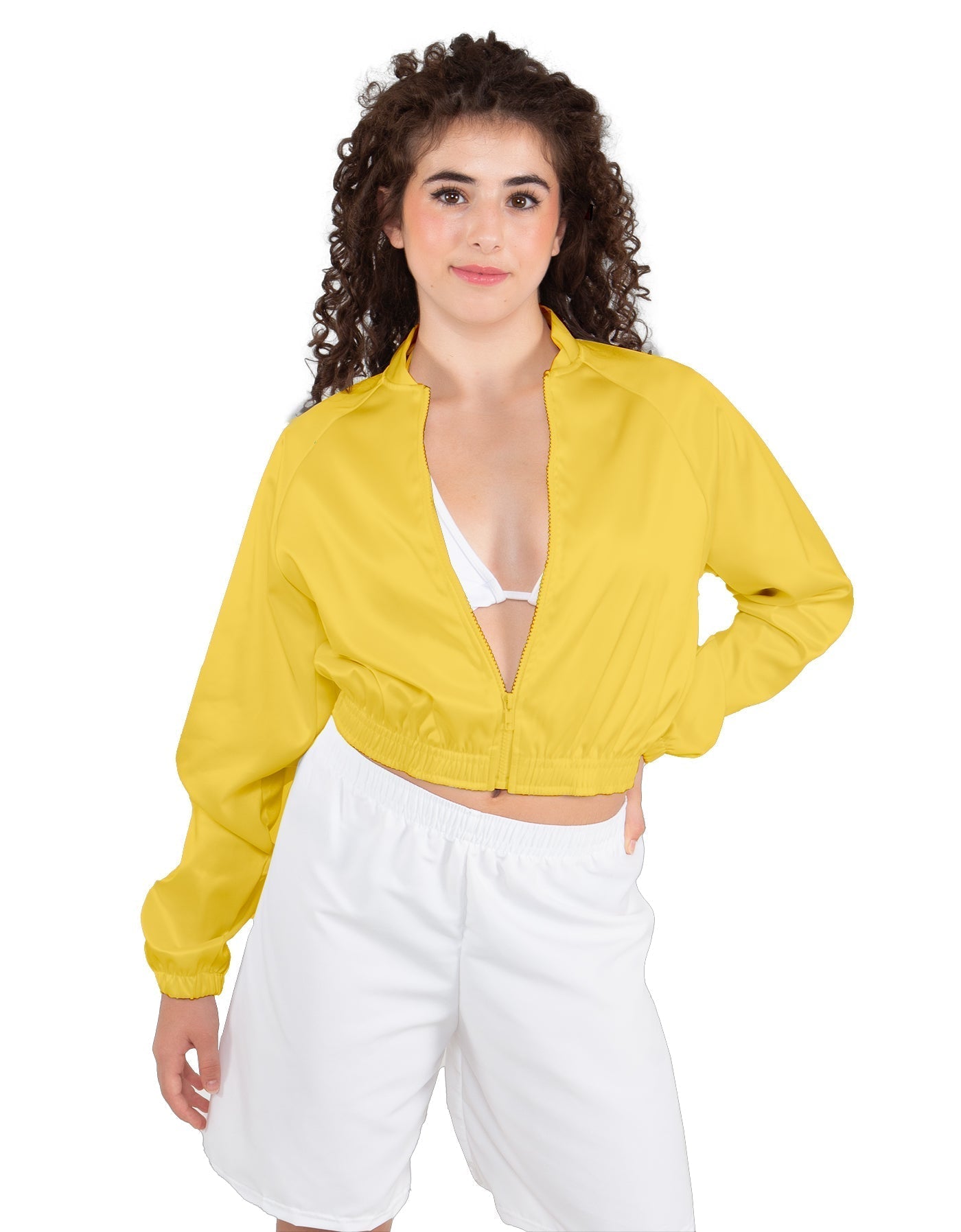 Solid Satin Cropped Jockey Jacket No Rib