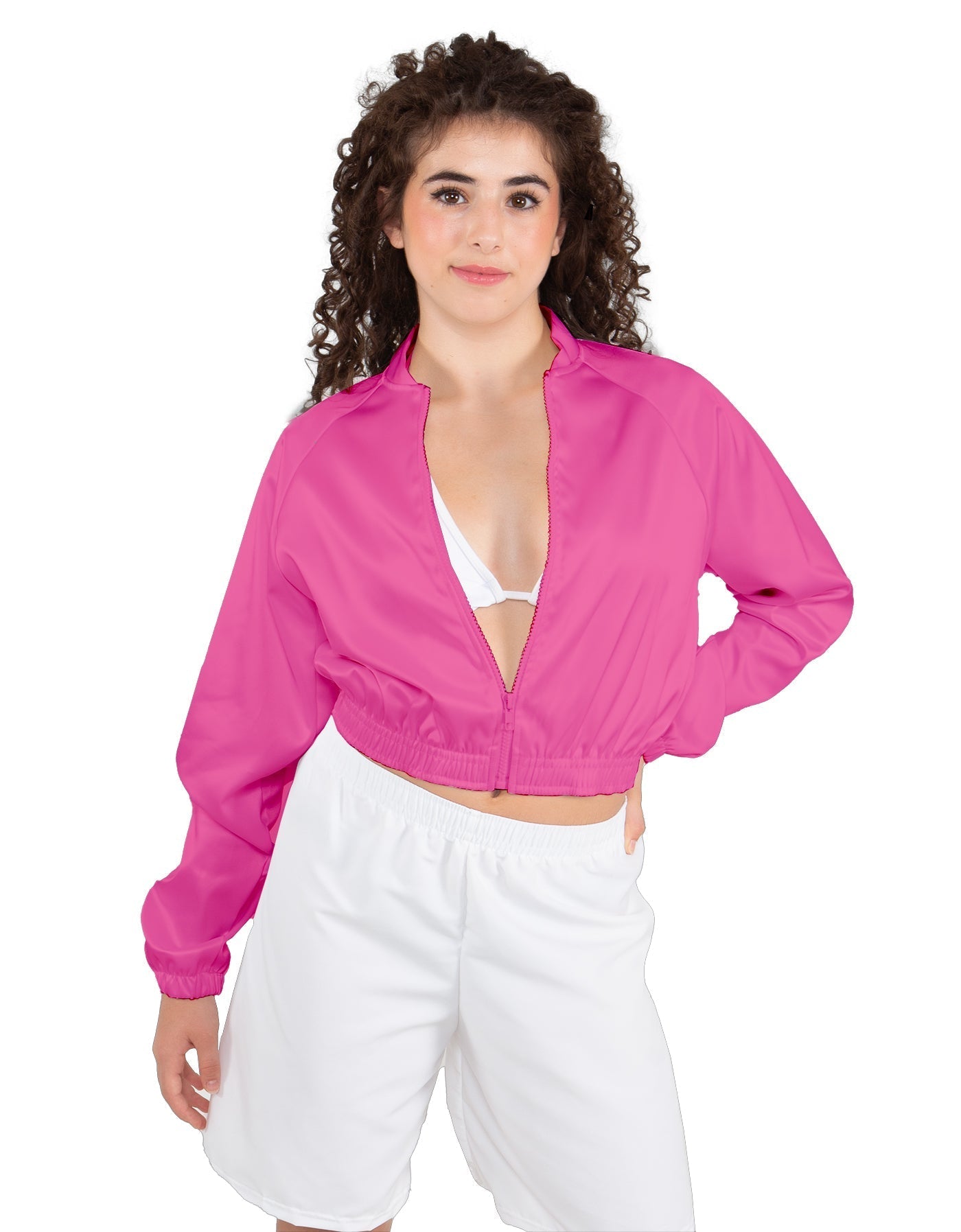Solid Satin Cropped Jockey Jacket No Rib