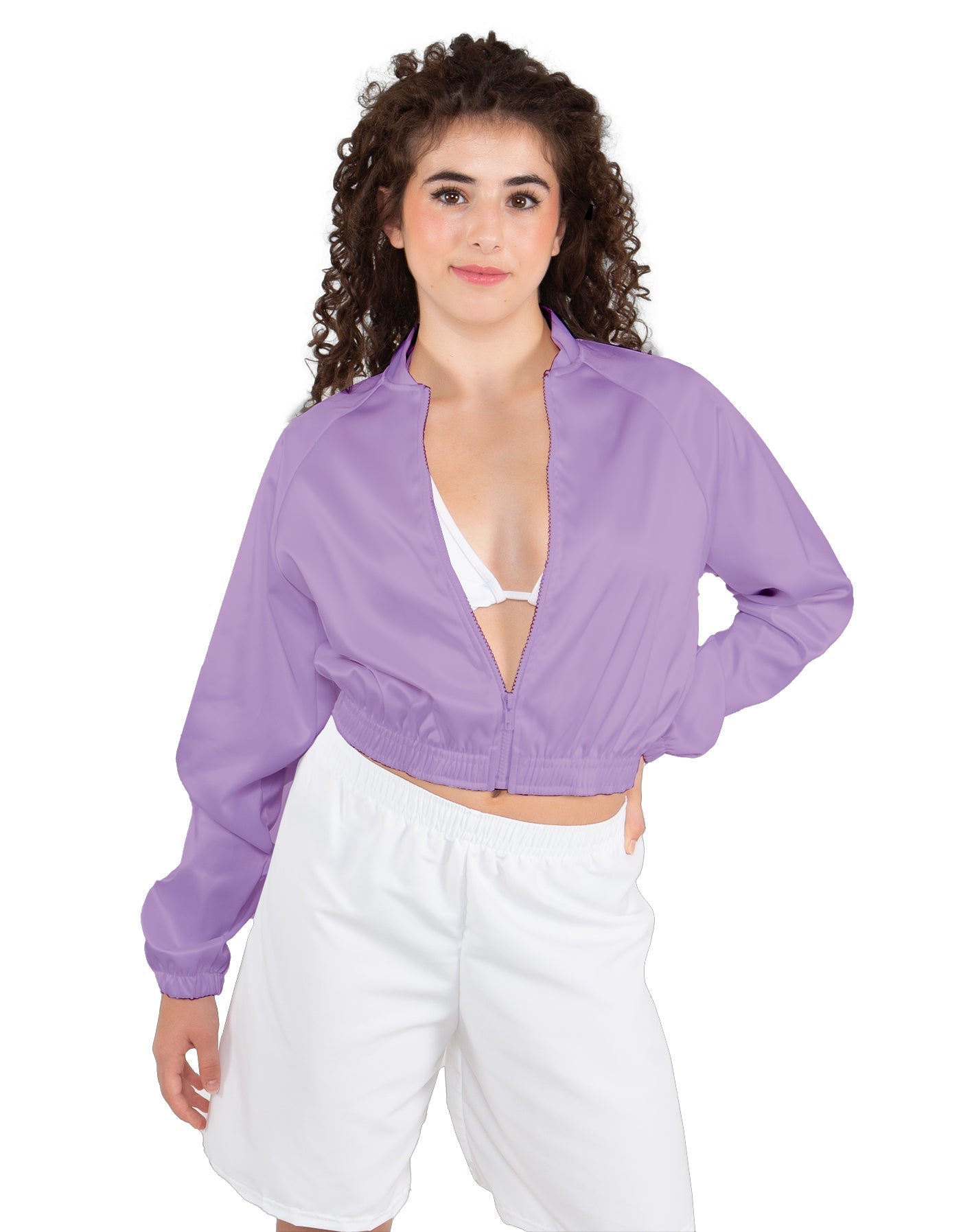 Solid Satin Cropped Jockey Jacket No Rib
