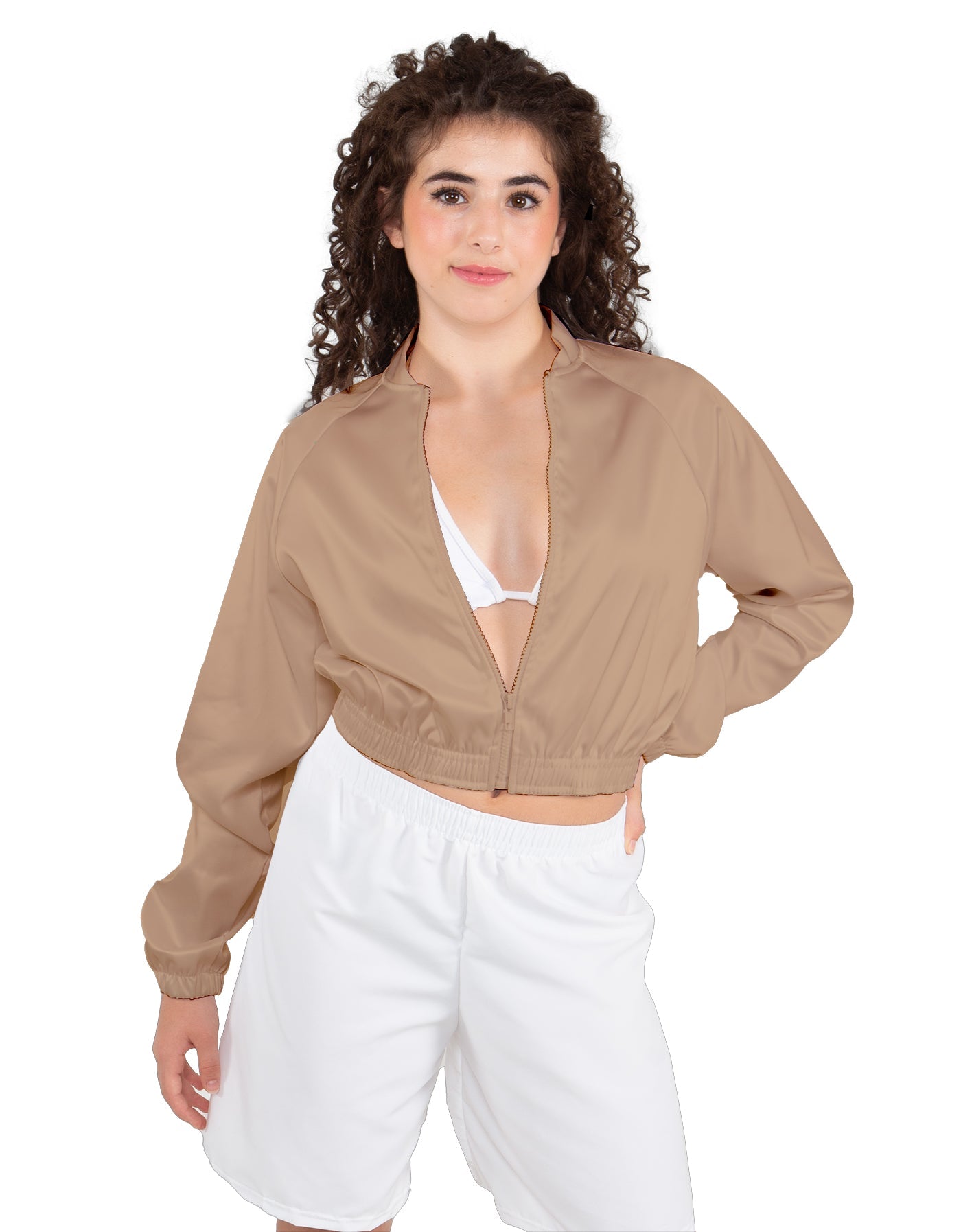 Solid Satin Cropped Jockey Jacket No Rib