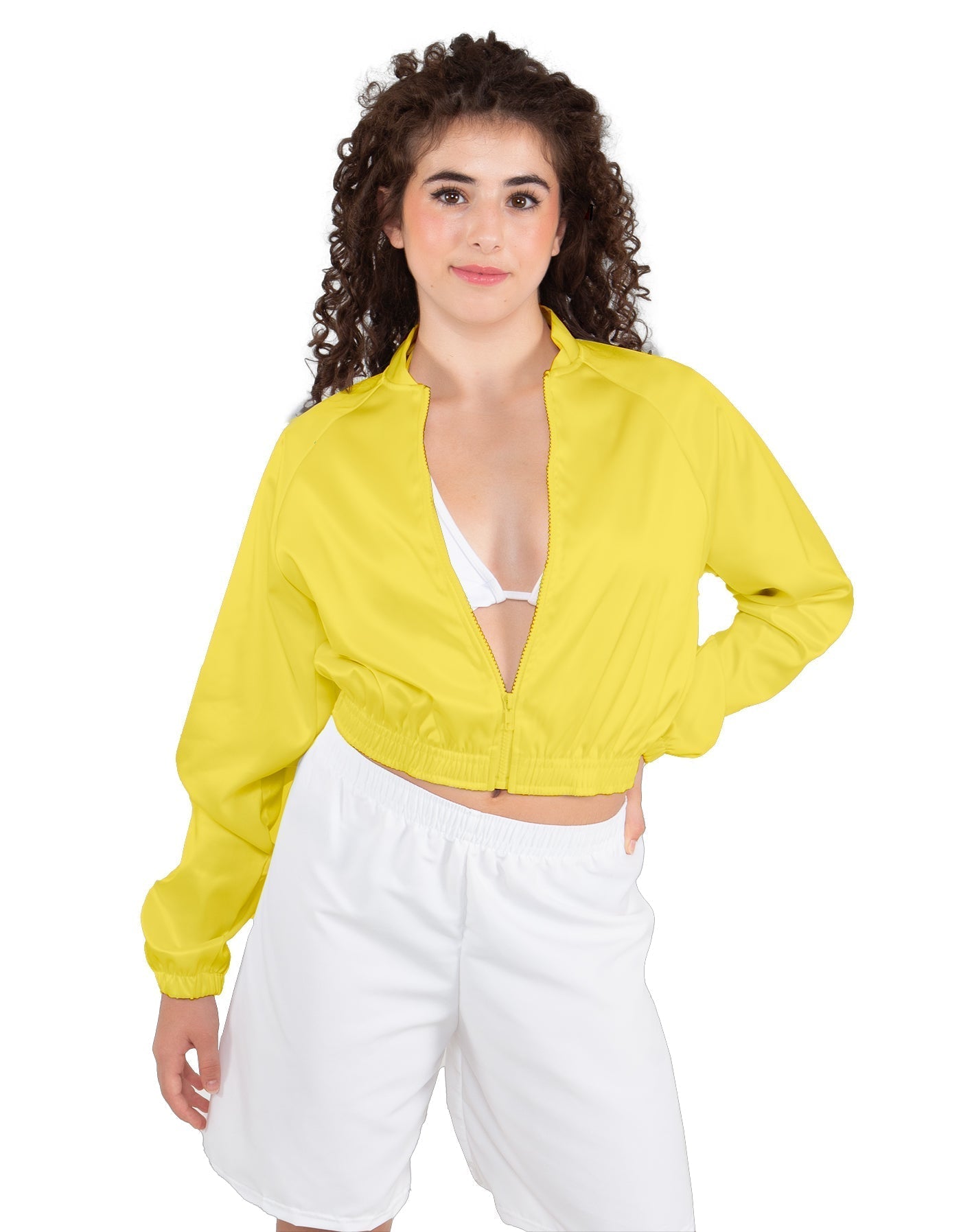 Solid Satin Cropped Jockey Jacket No Rib