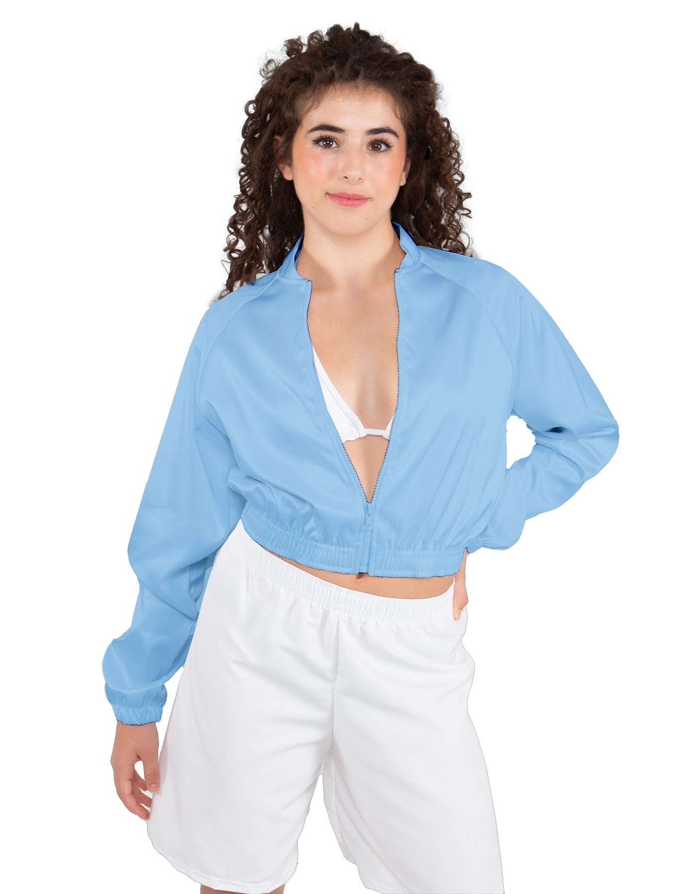 Solid Satin Cropped Jockey Jacket No Rib