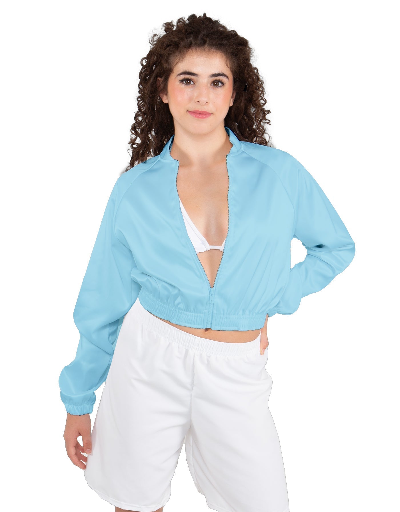 Solid Satin Cropped Jockey Jacket No Rib