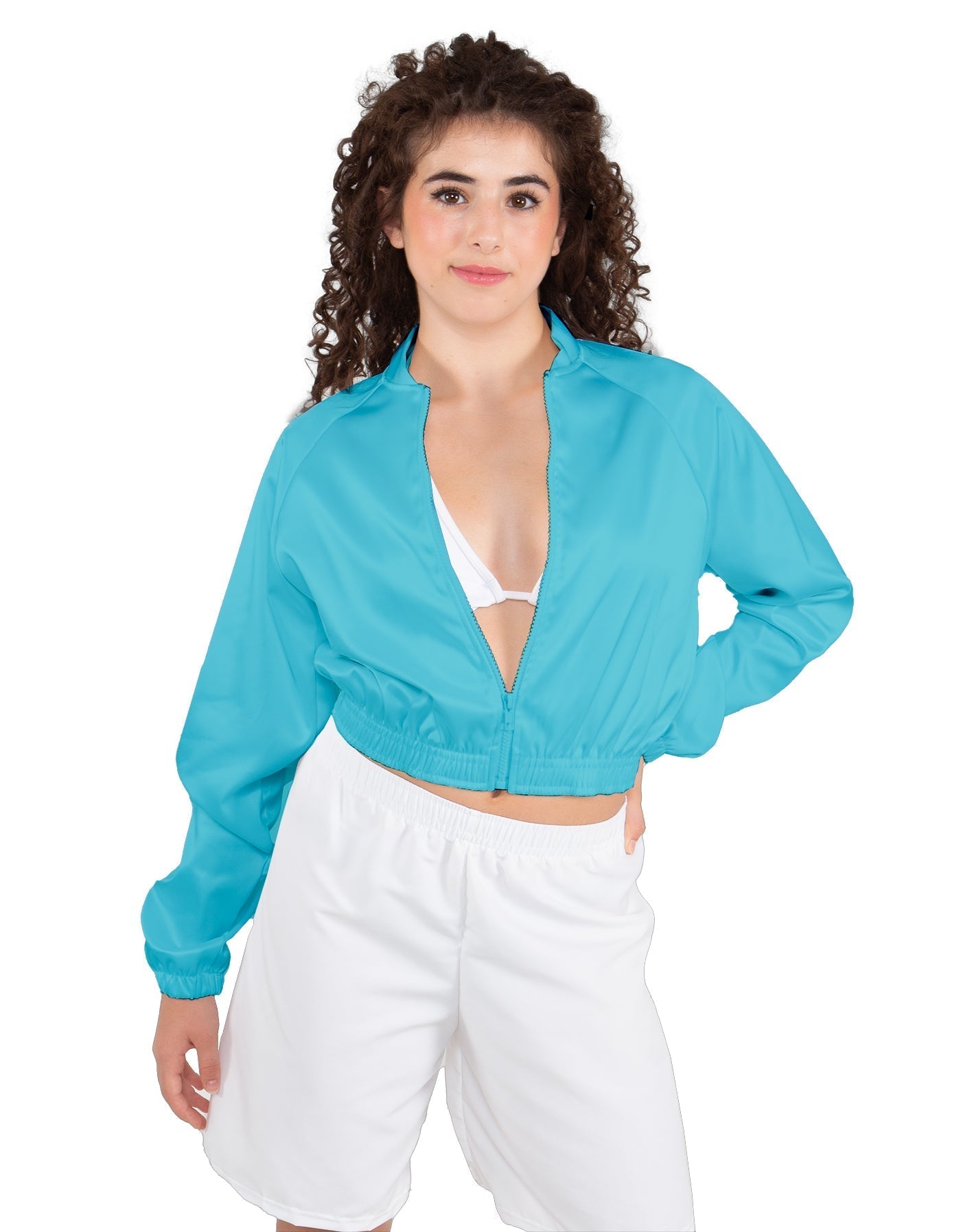 Solid Satin Cropped Jockey Jacket No Rib