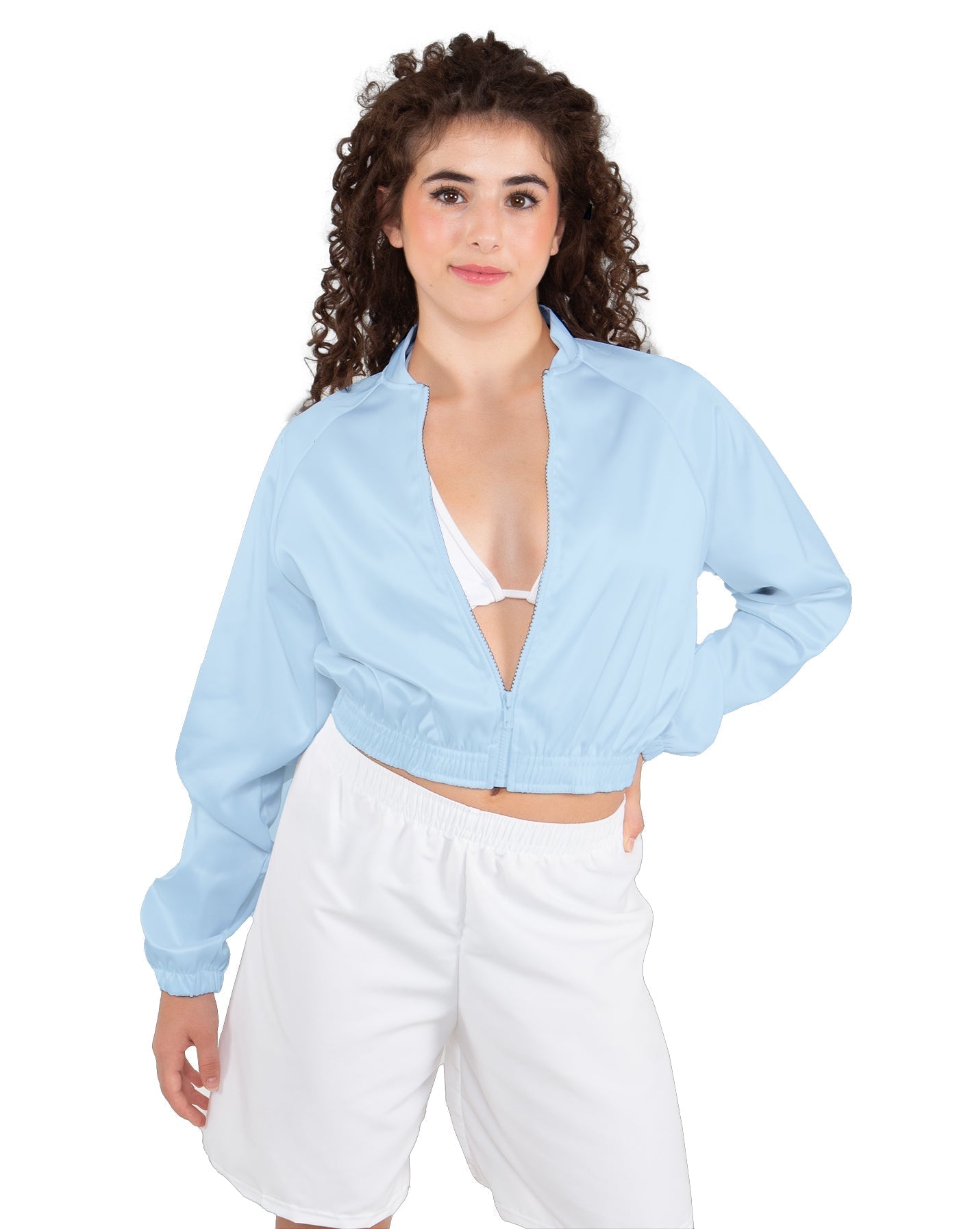 Solid Satin Cropped Jockey Jacket No Rib
