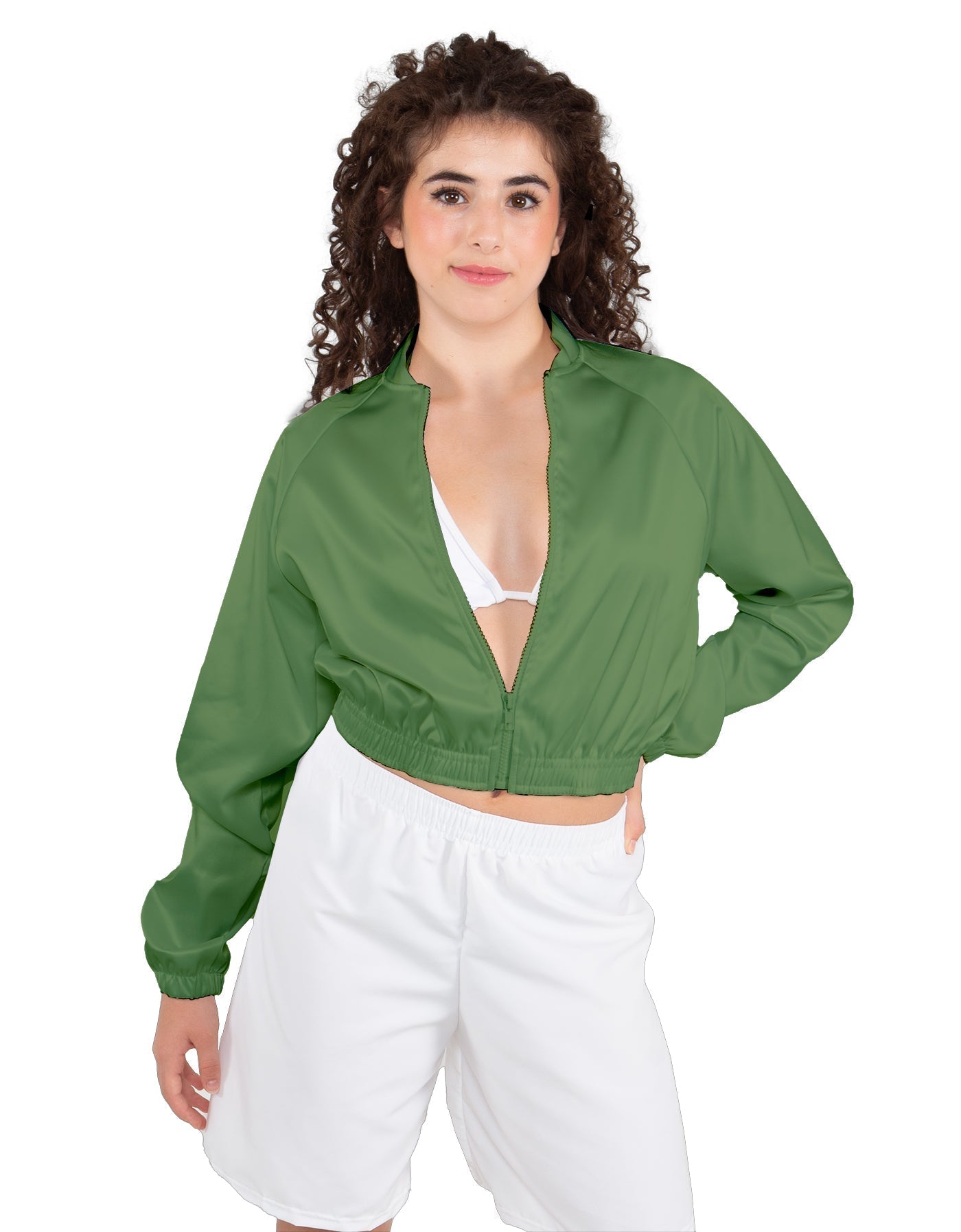 Solid Satin Cropped Jockey Jacket No Rib
