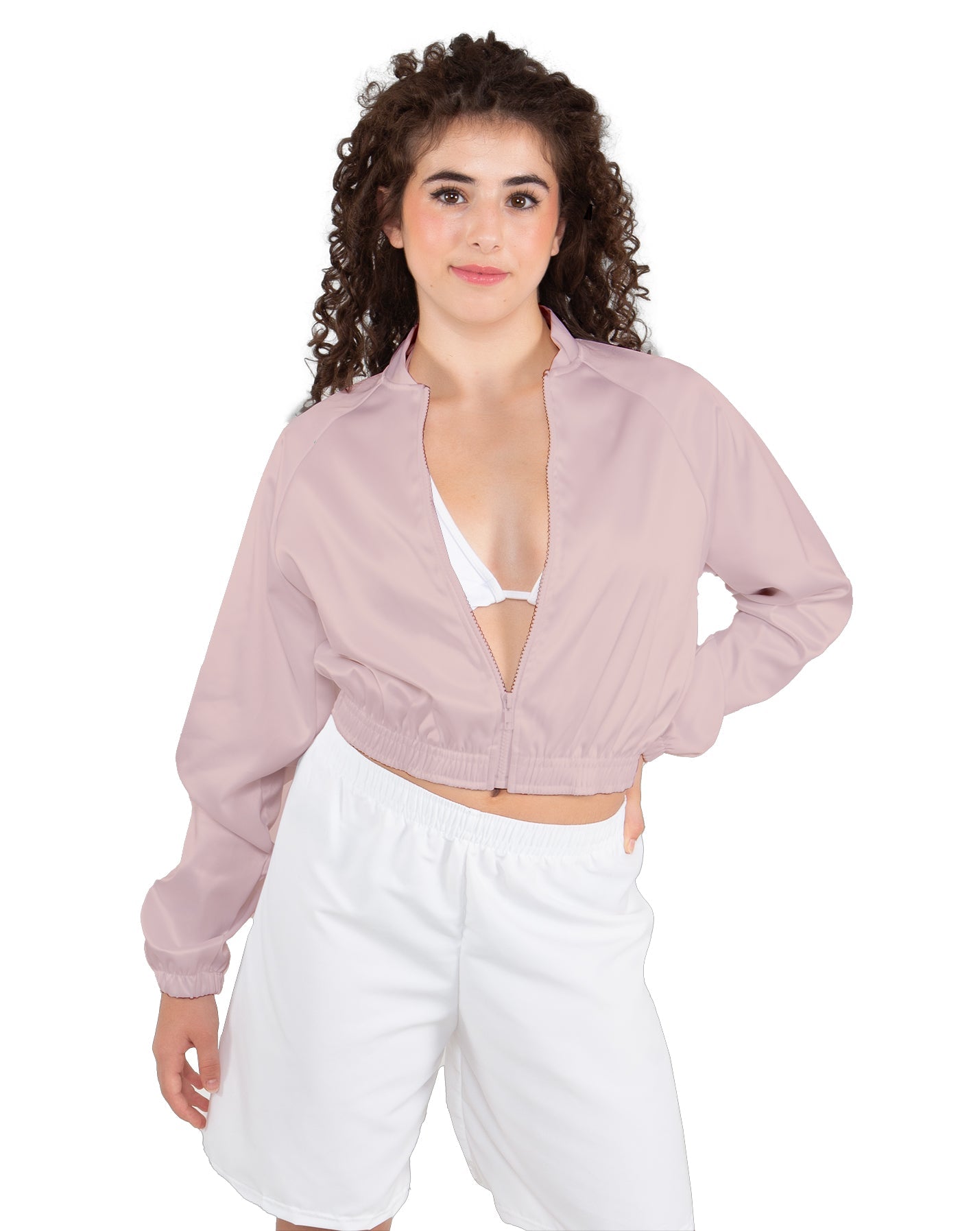 Solid Satin Cropped Jockey Jacket No Rib