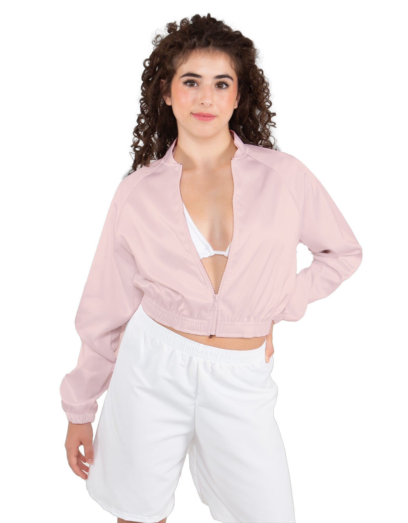 Solid Satin Cropped Jockey Jacket No Rib