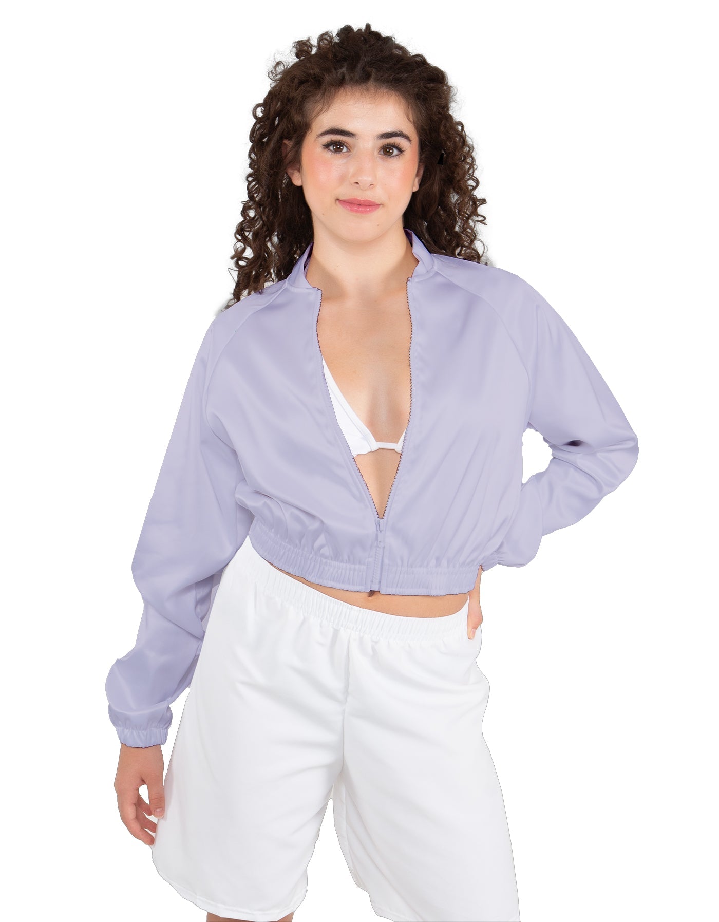 Solid Satin Cropped Jockey Jacket No Rib