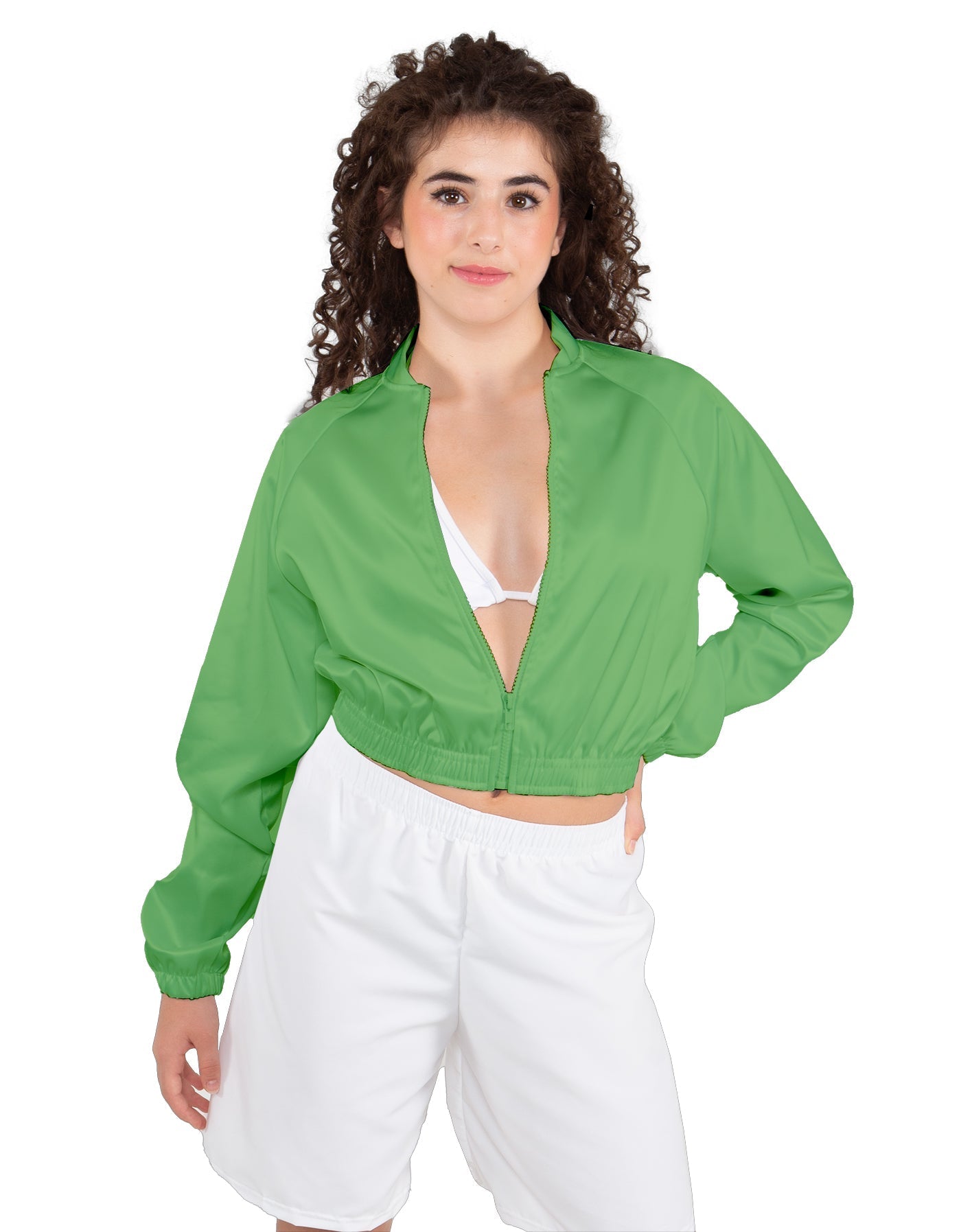 Solid Satin Cropped Jockey Jacket No Rib