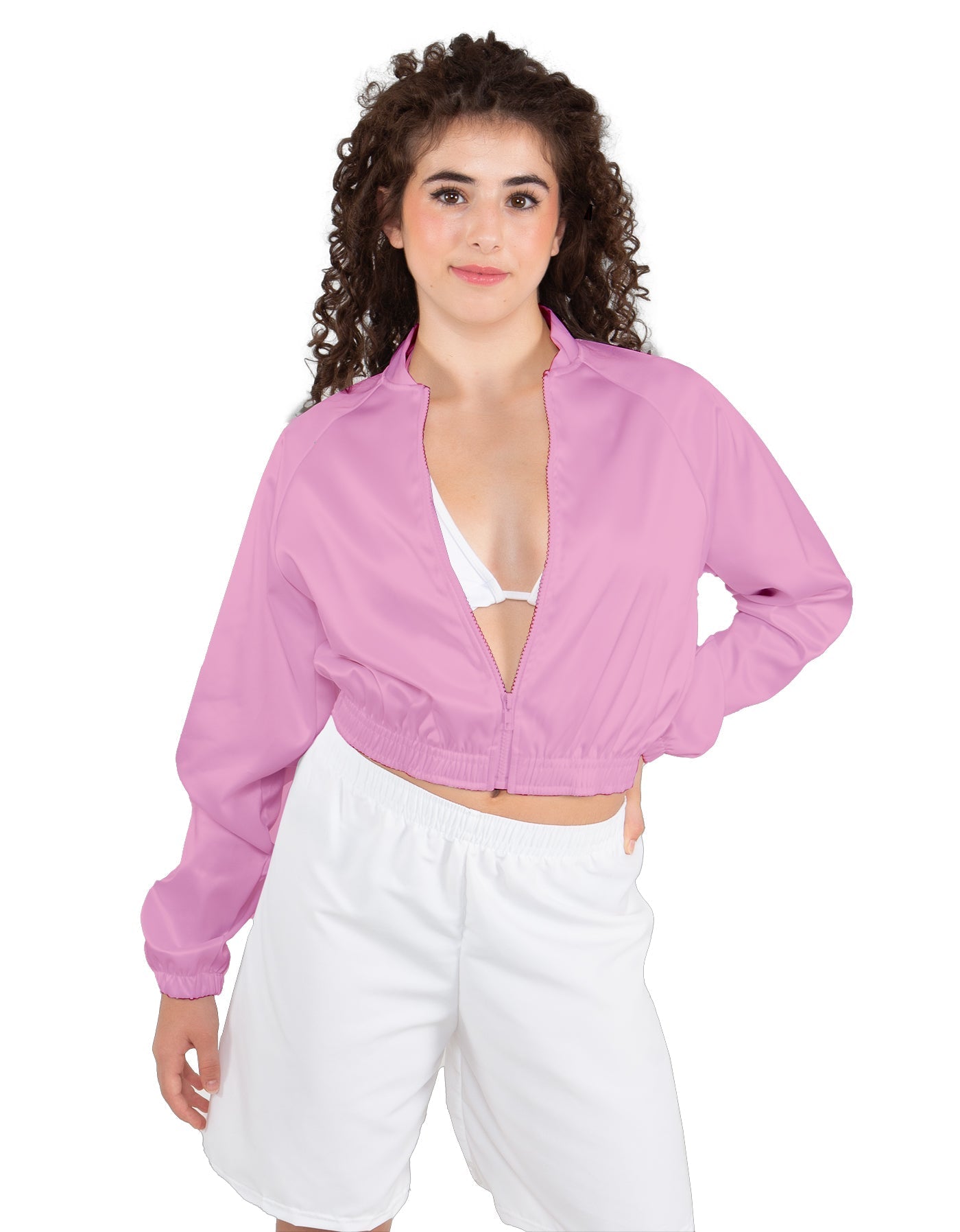 Solid Satin Cropped Jockey Jacket No Rib