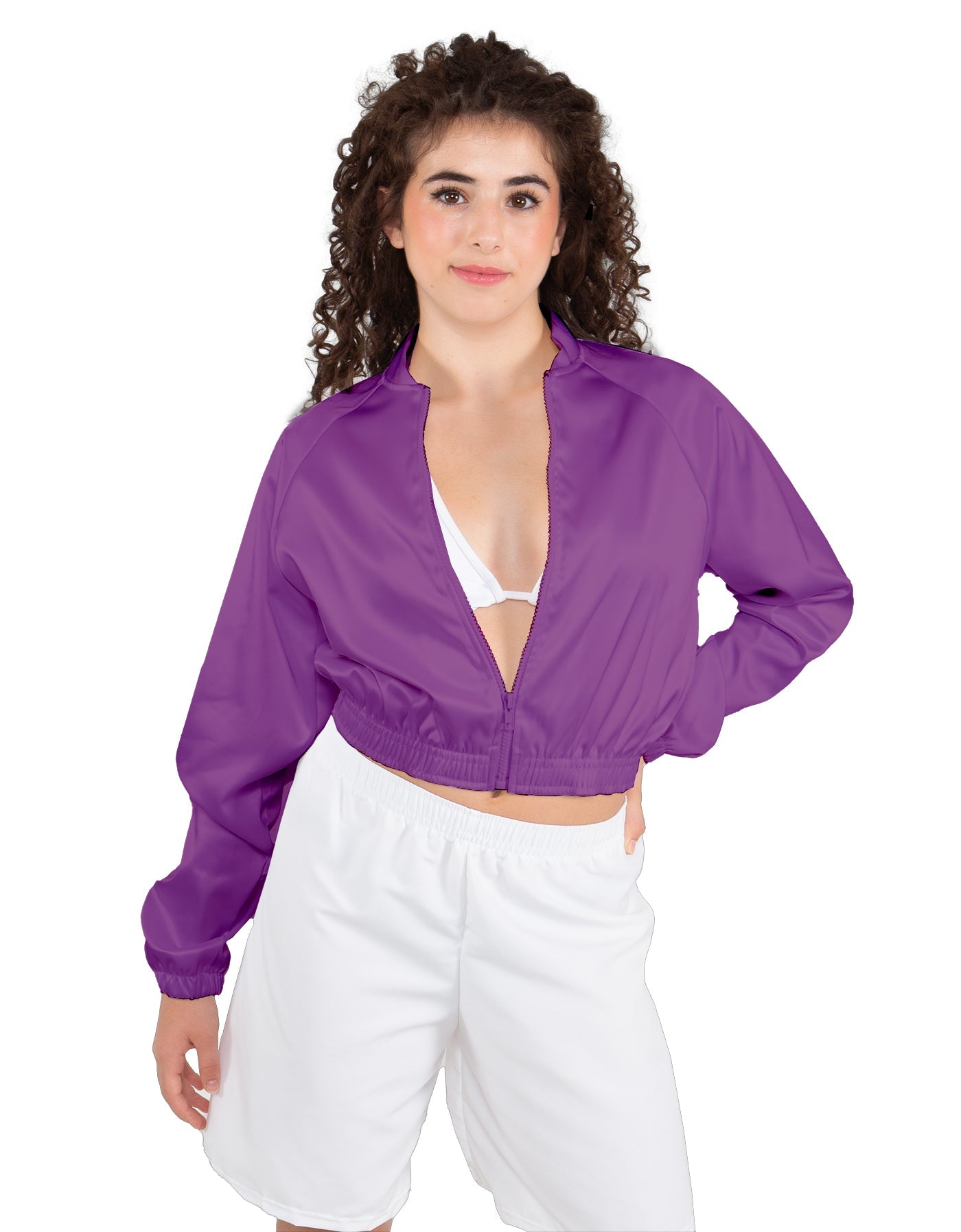 Solid Satin Cropped Jockey Jacket No Rib