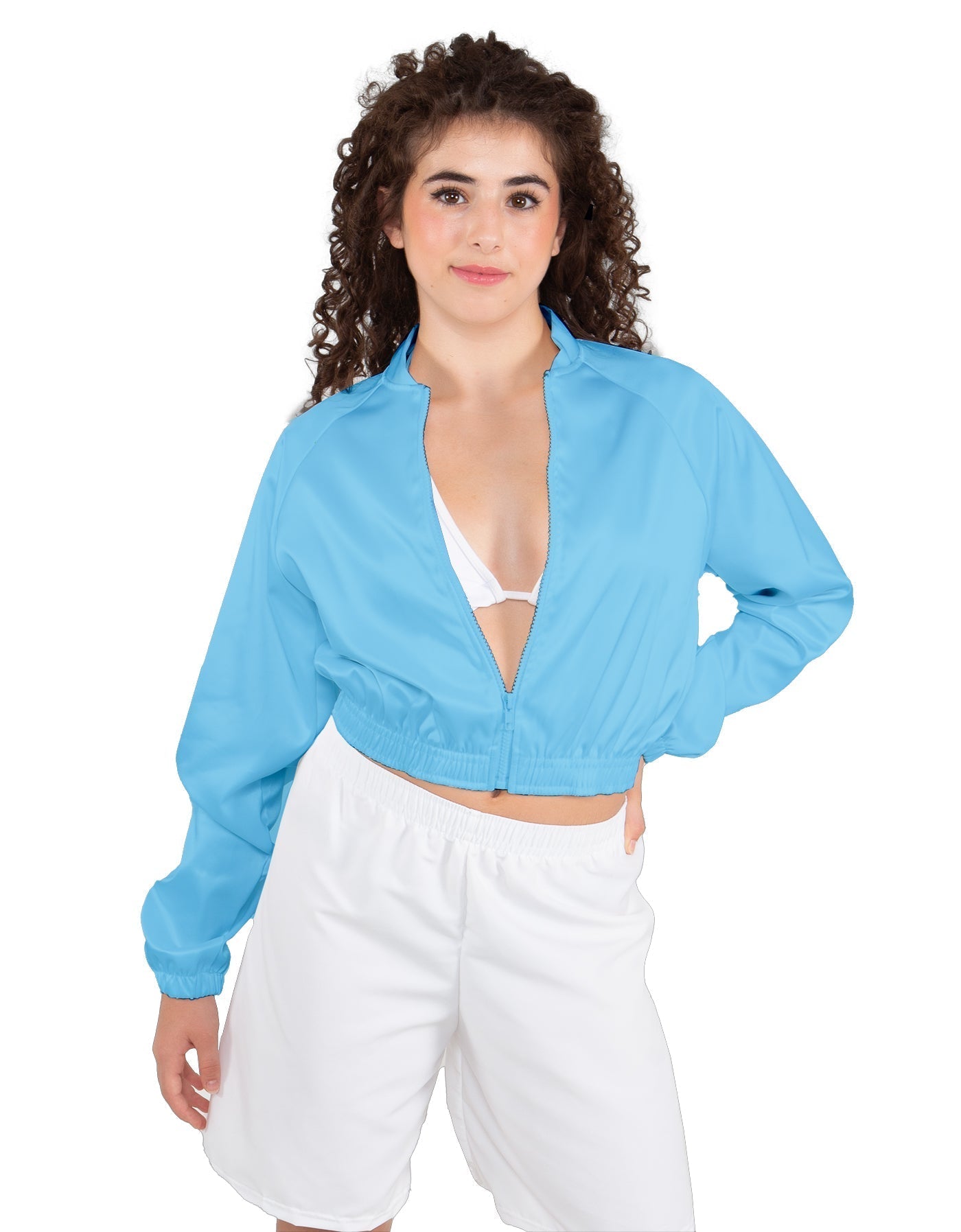 Solid Satin Cropped Jockey Jacket No Rib