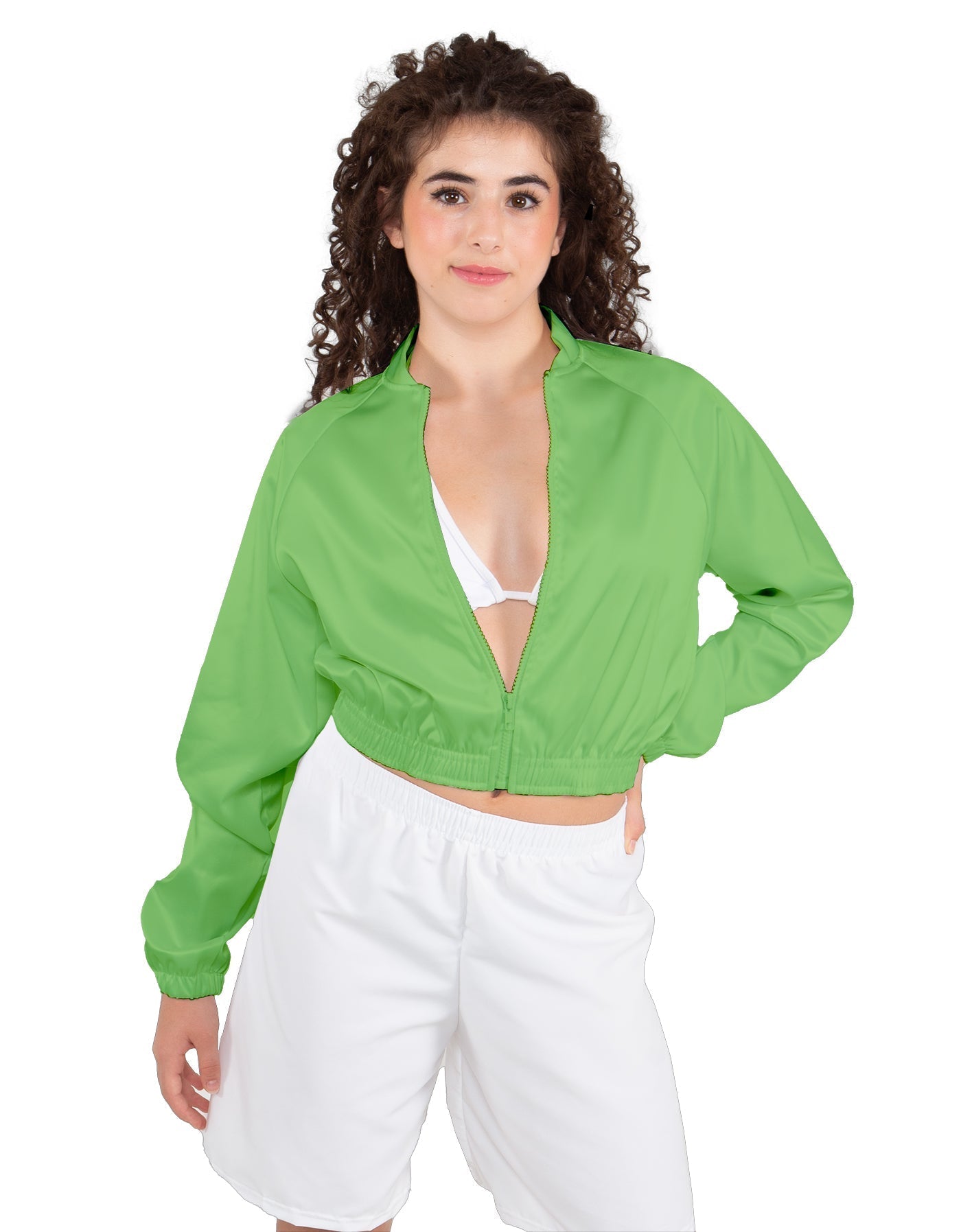 Solid Satin Cropped Jockey Jacket No Rib