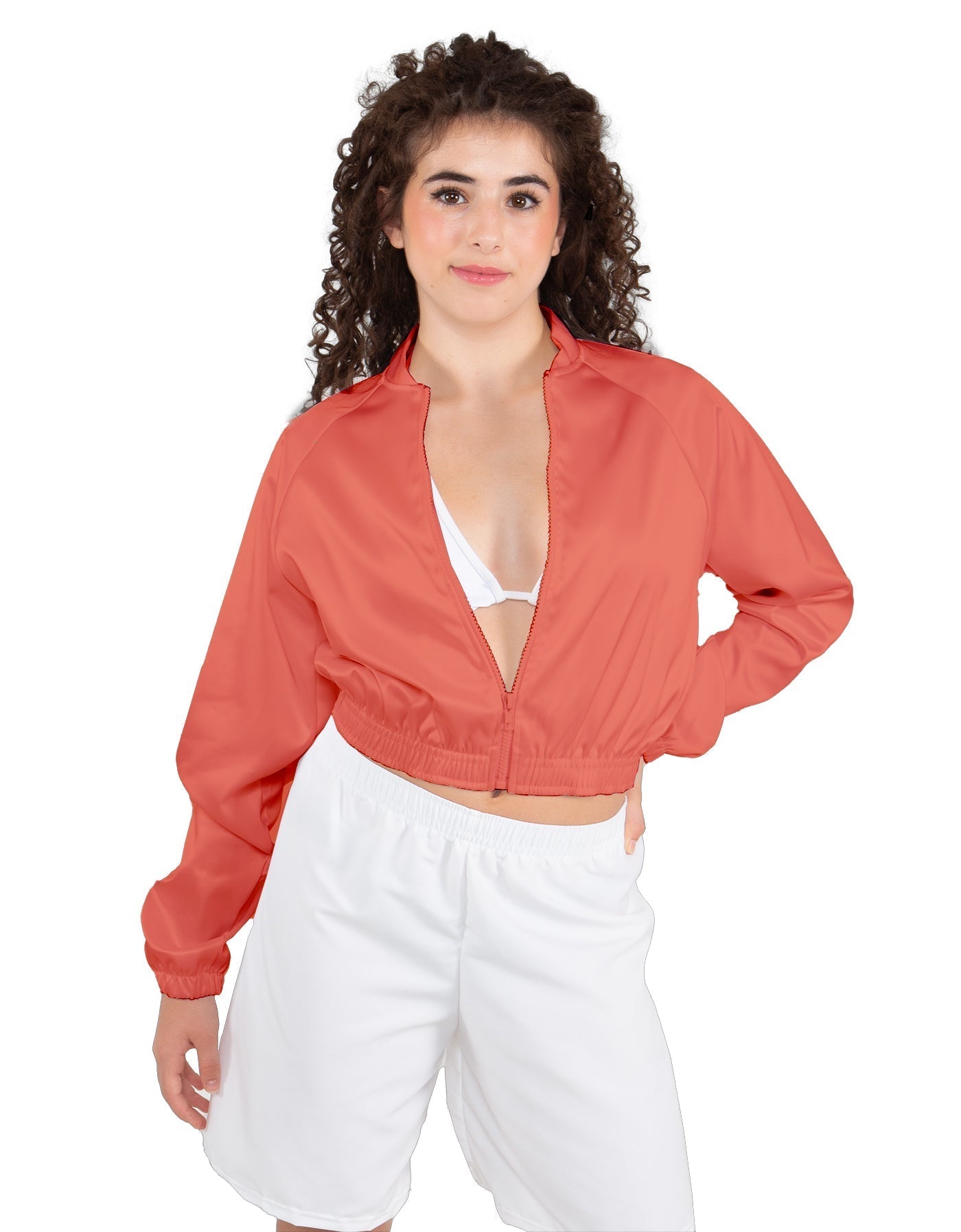 Solid Satin Cropped Jockey Jacket No Rib
