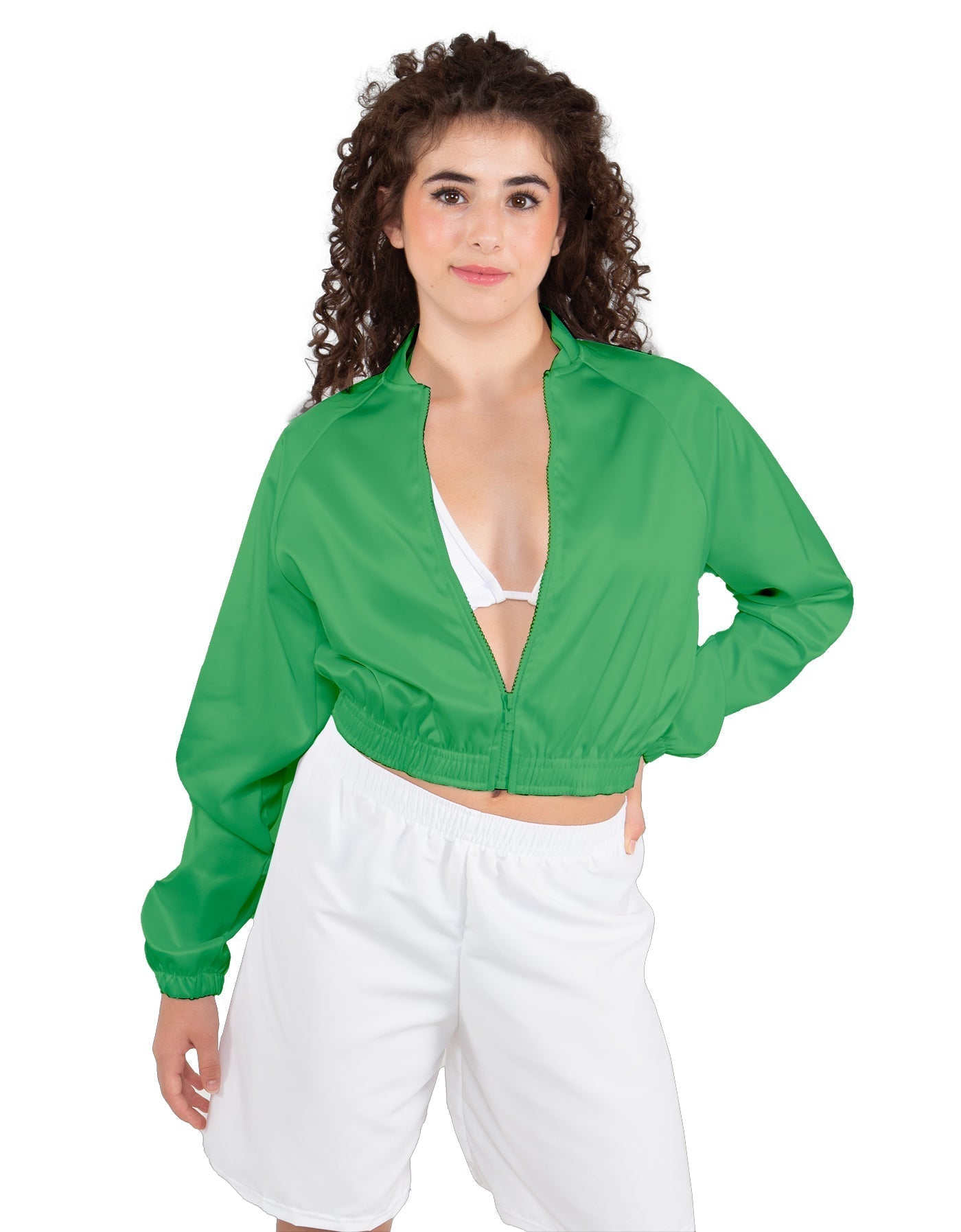 Solid Satin Cropped Jockey Jacket No Rib