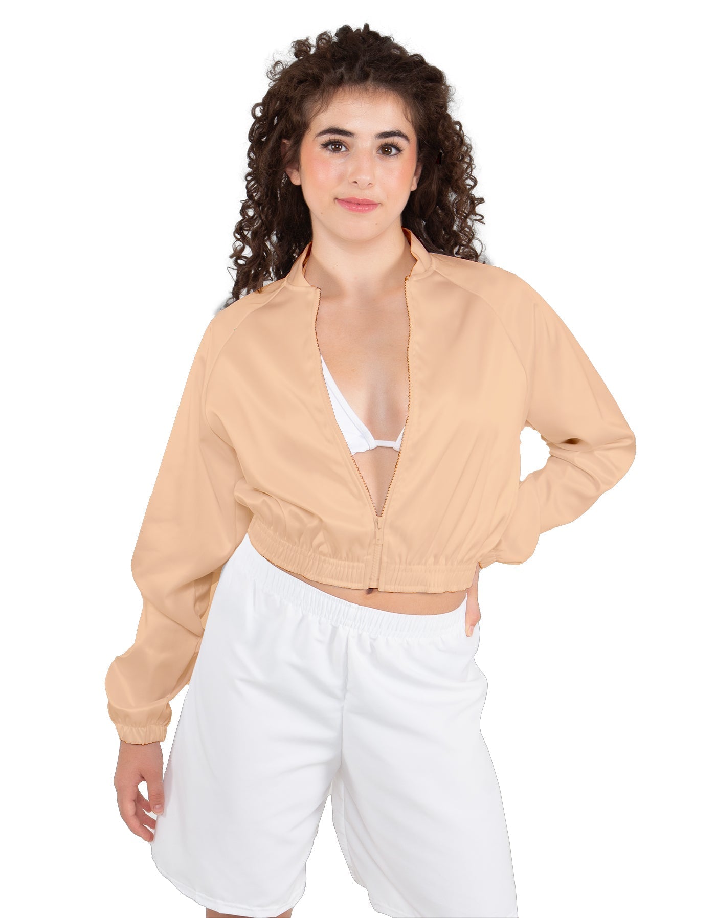 Solid Satin Cropped Jockey Jacket No Rib
