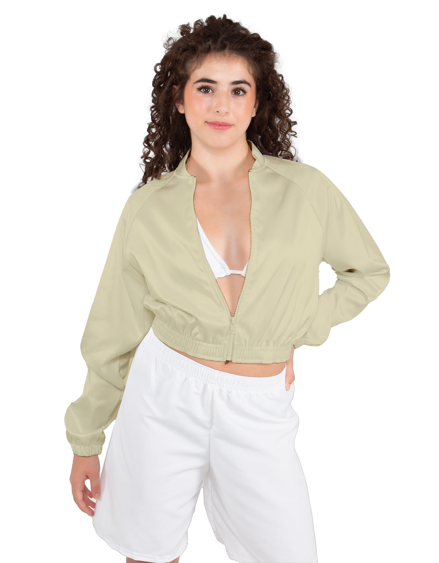 Solid Satin Cropped Jockey Jacket No Rib