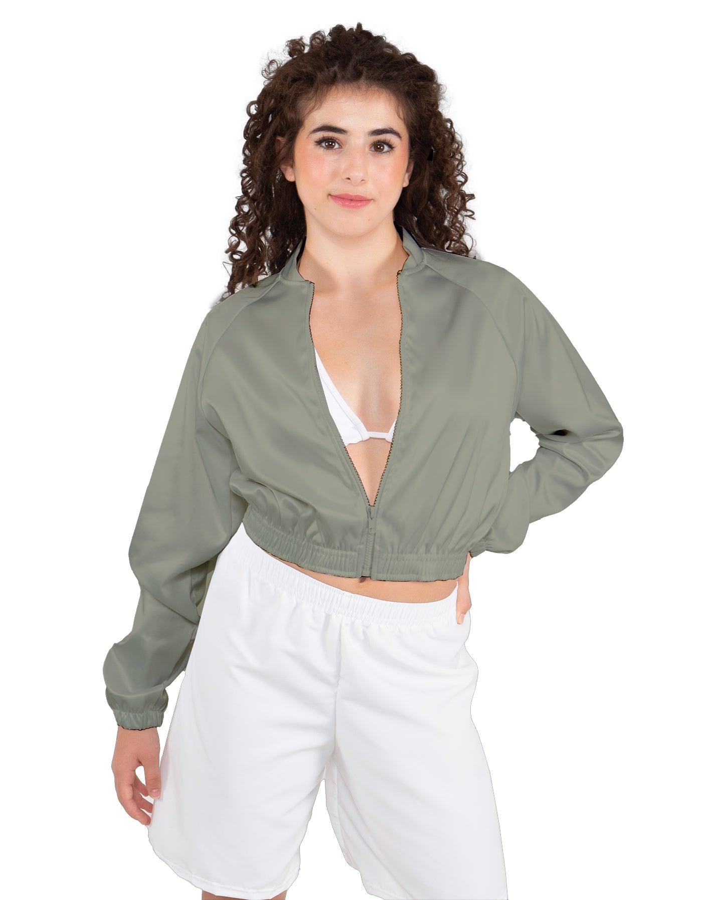 Solid Satin Cropped Jockey Jacket No Rib