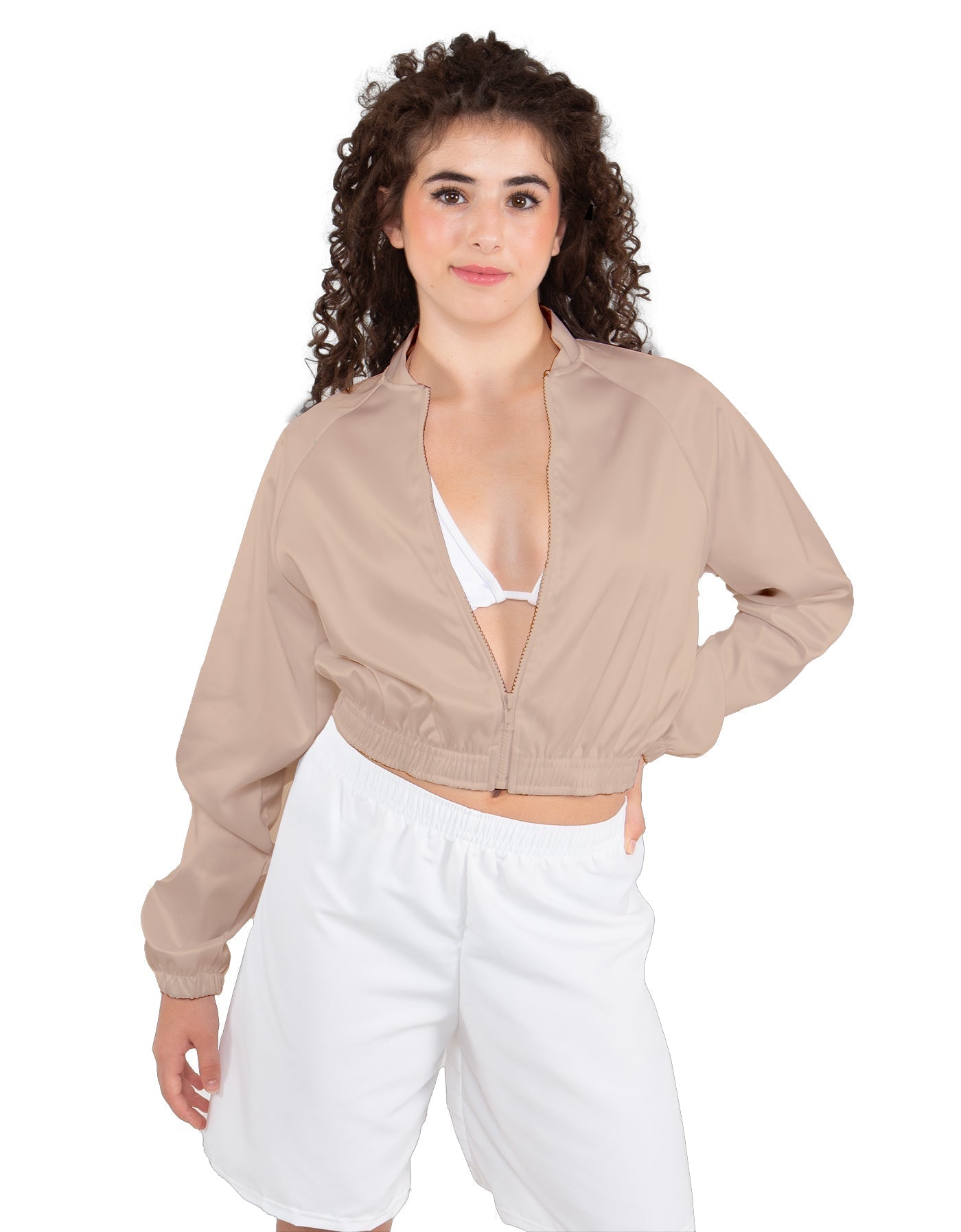 Solid Satin Cropped Jockey Jacket No Rib