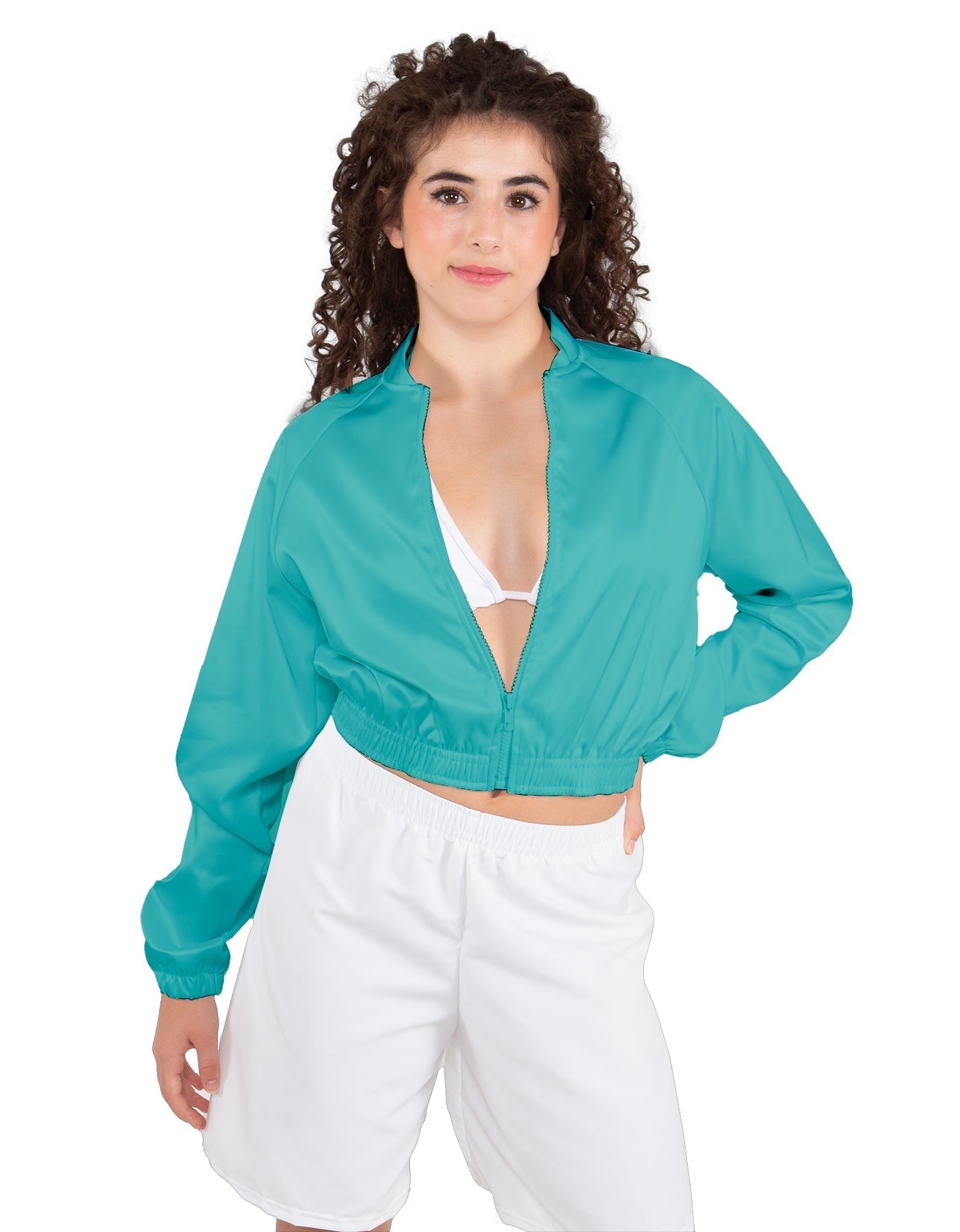 Solid Satin Cropped Jockey Jacket No Rib