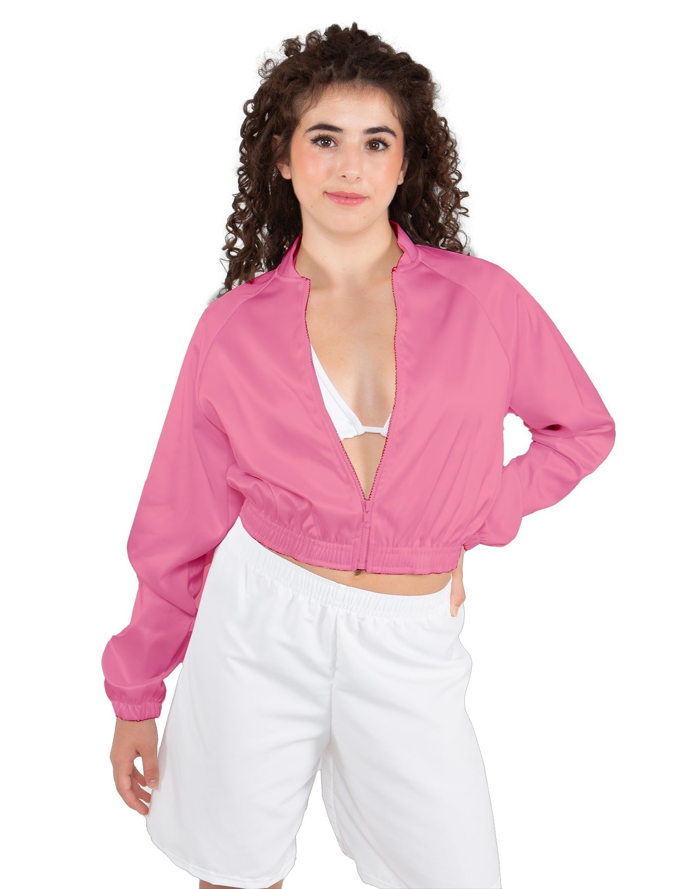 Solid Satin Cropped Jockey Jacket No Rib
