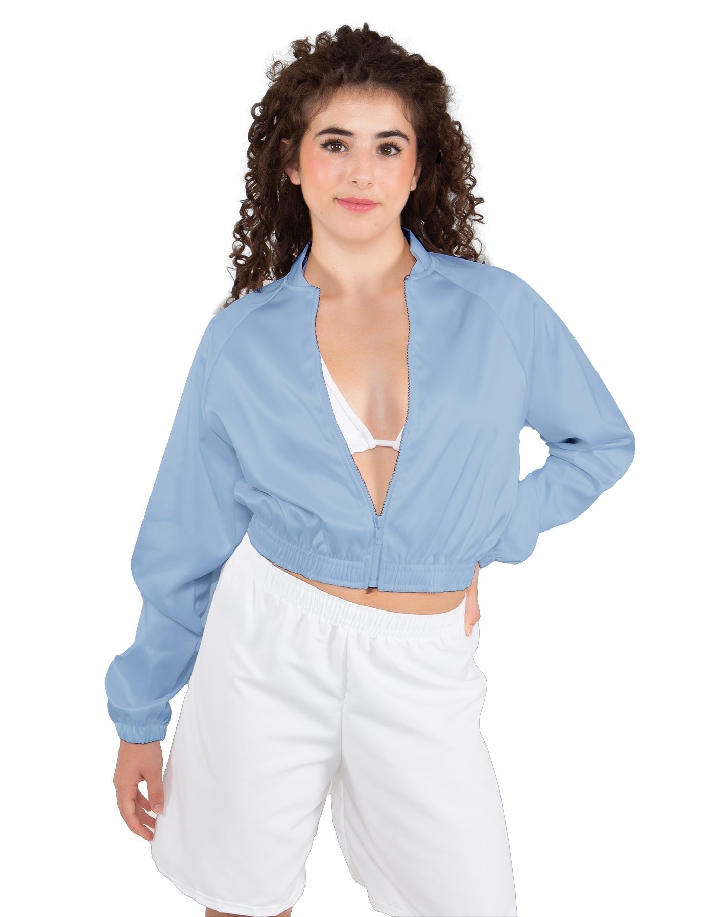 Solid Satin Cropped Jockey Jacket No Rib