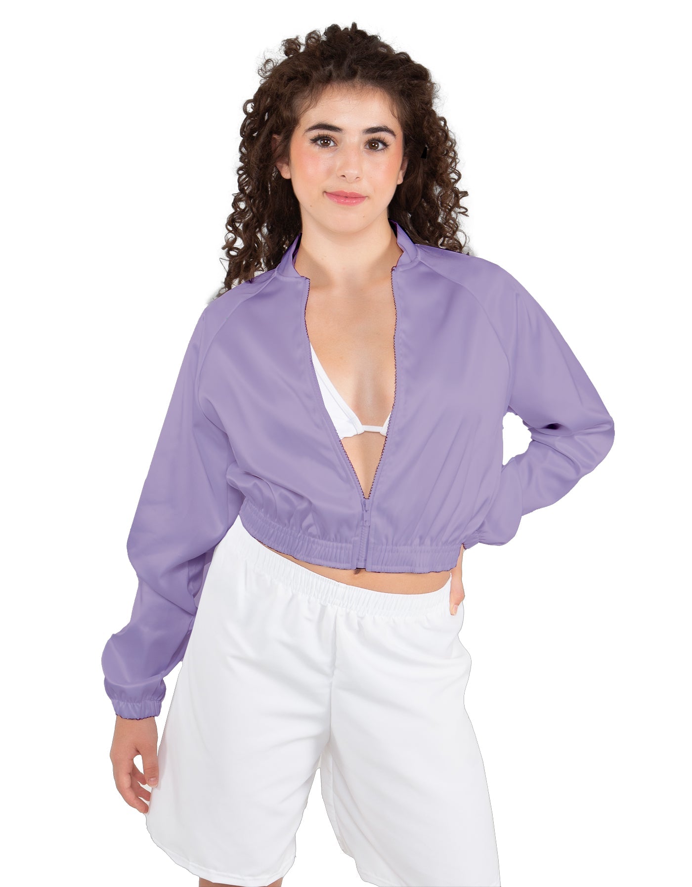 Solid Satin Cropped Jockey Jacket No Rib