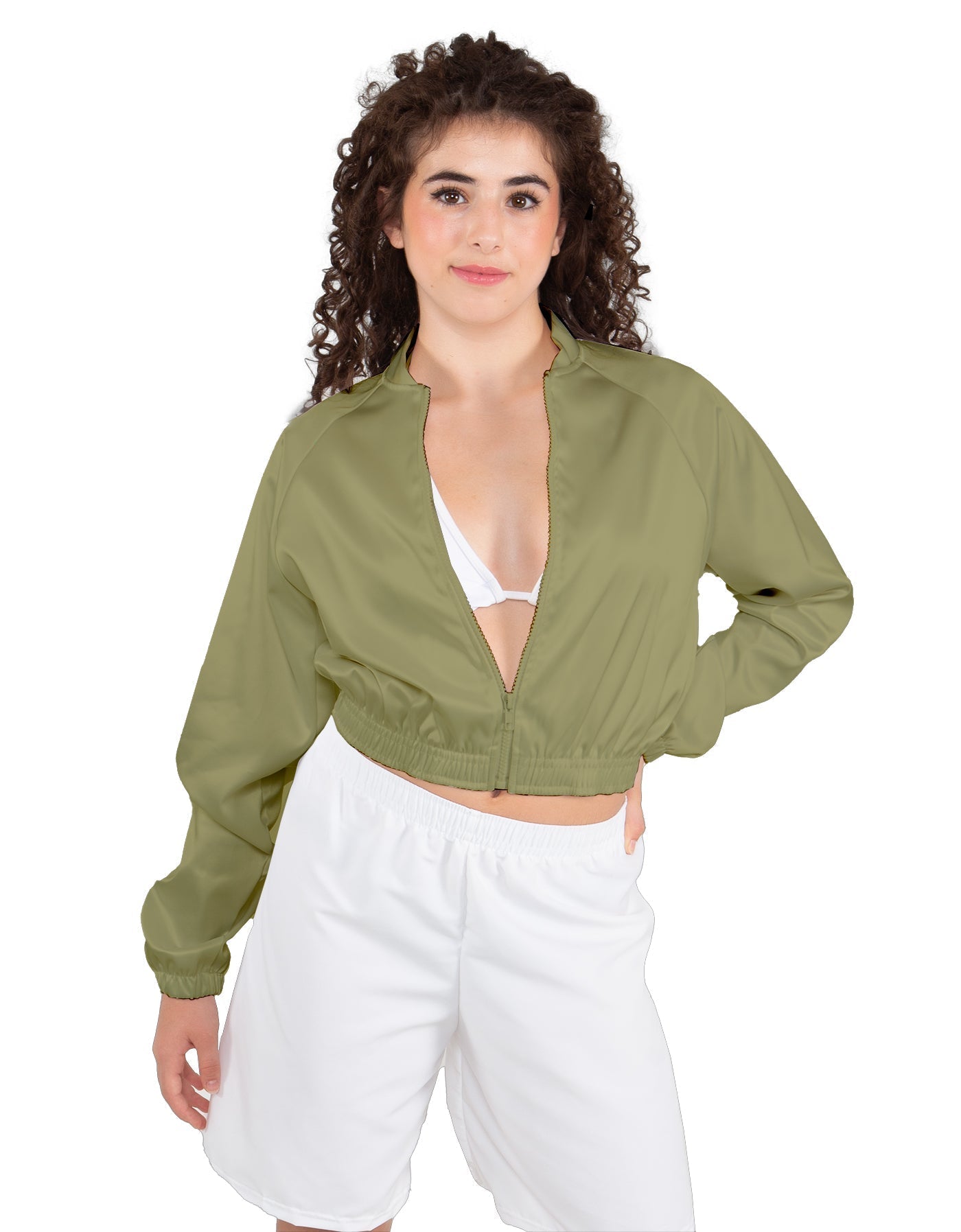 Solid Satin Cropped Jockey Jacket No Rib