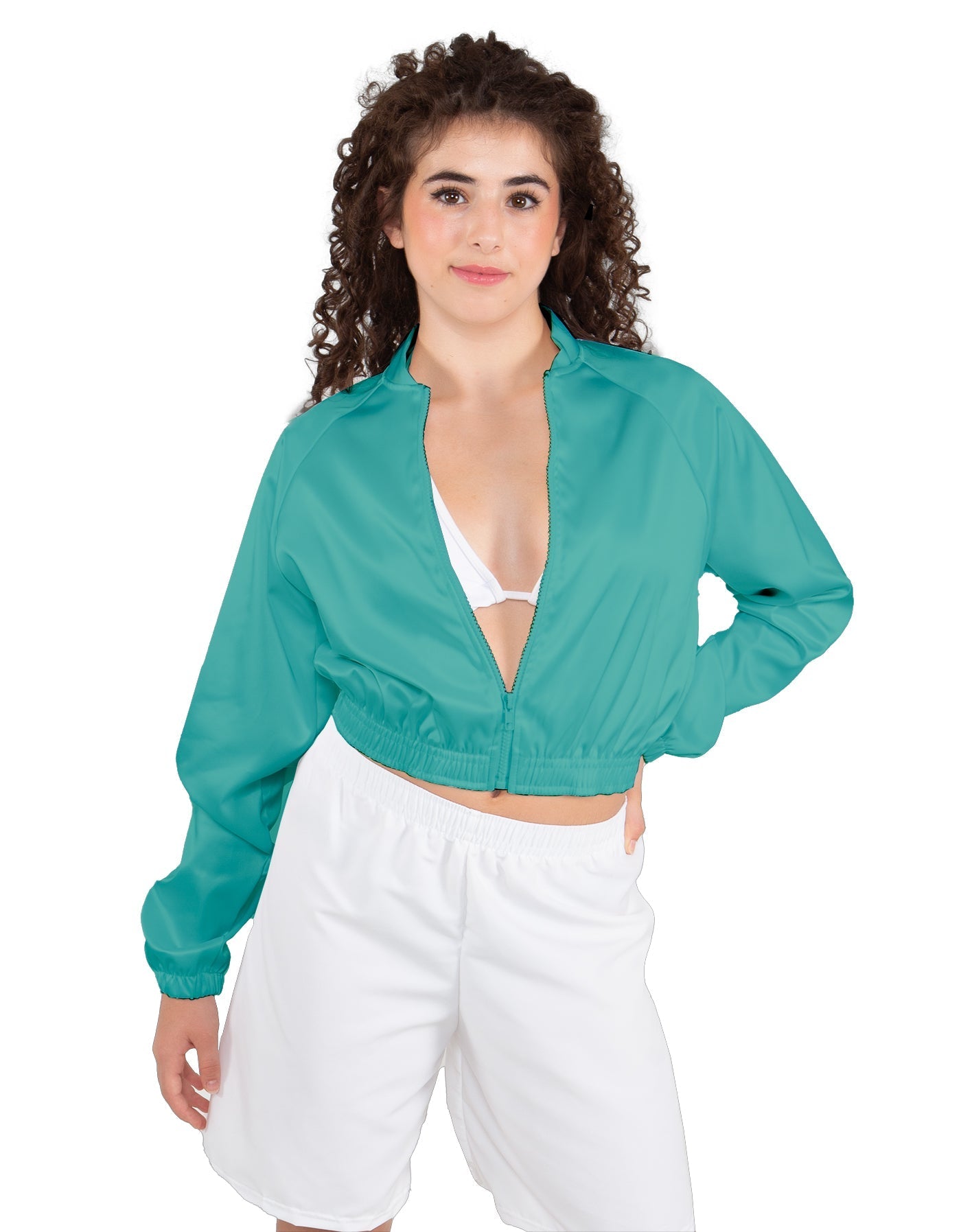 Solid Satin Cropped Jockey Jacket No Rib
