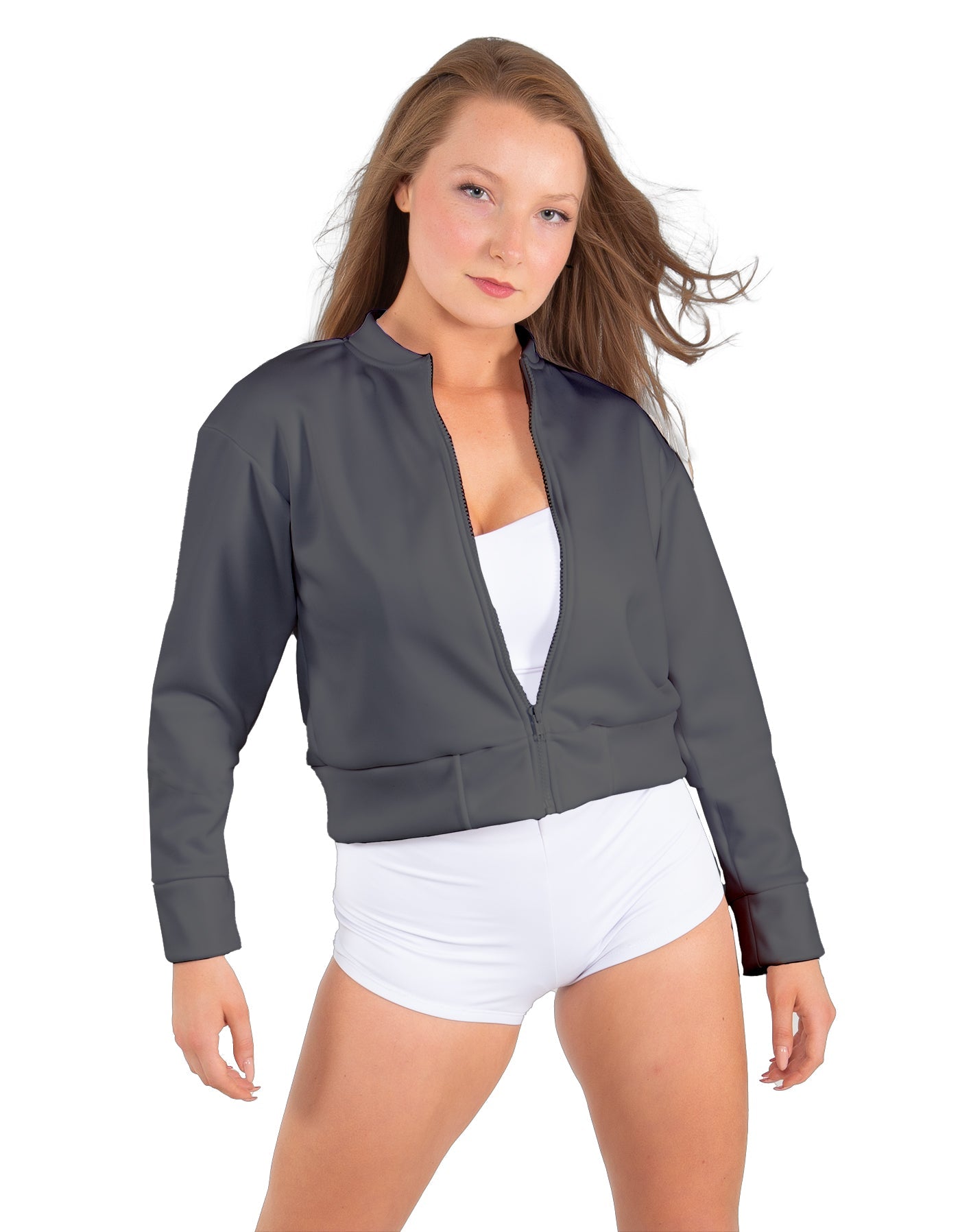 Solid Fleece Cropped Varsity Jacket