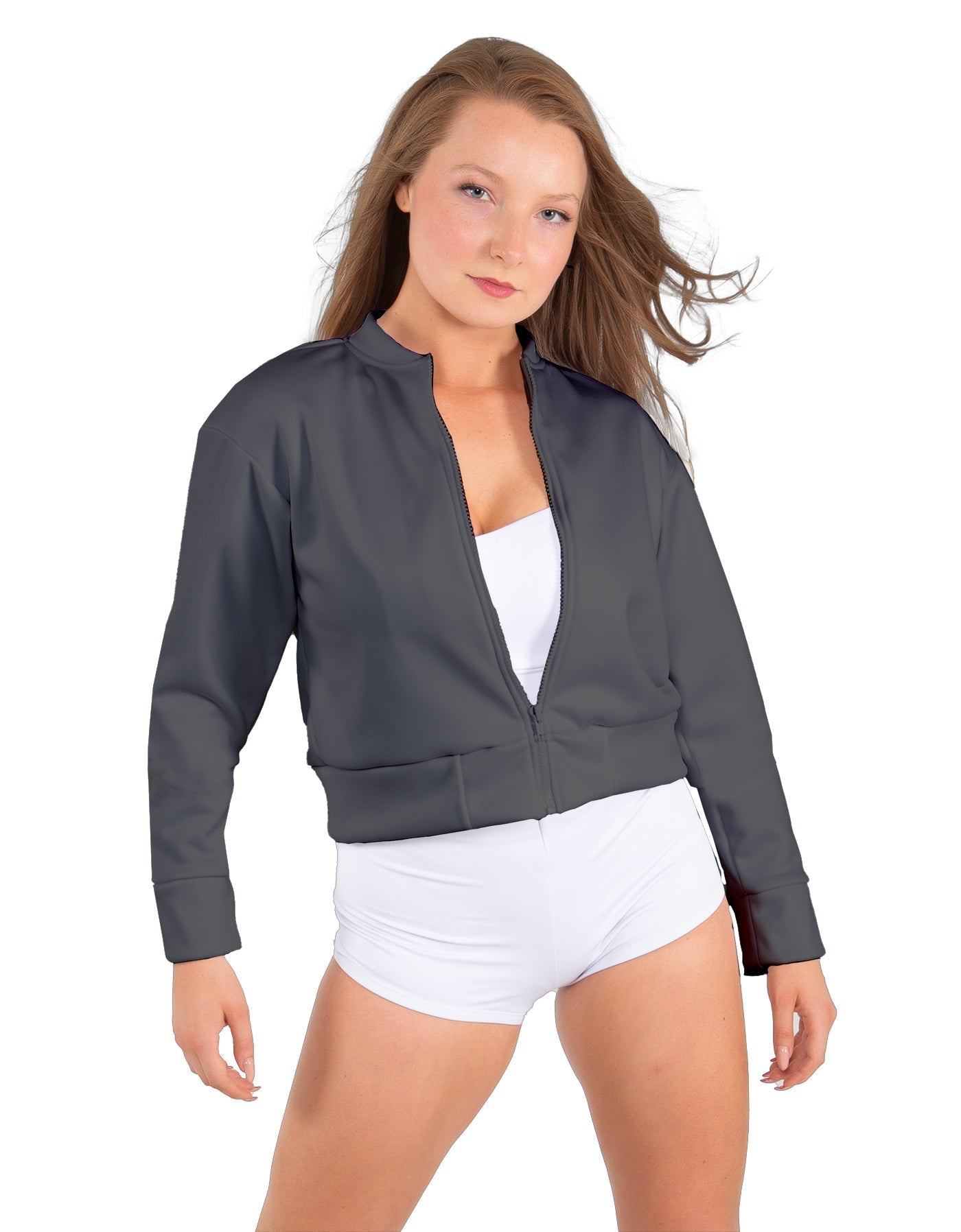 Solid Fleece Cropped Varsity Jacket