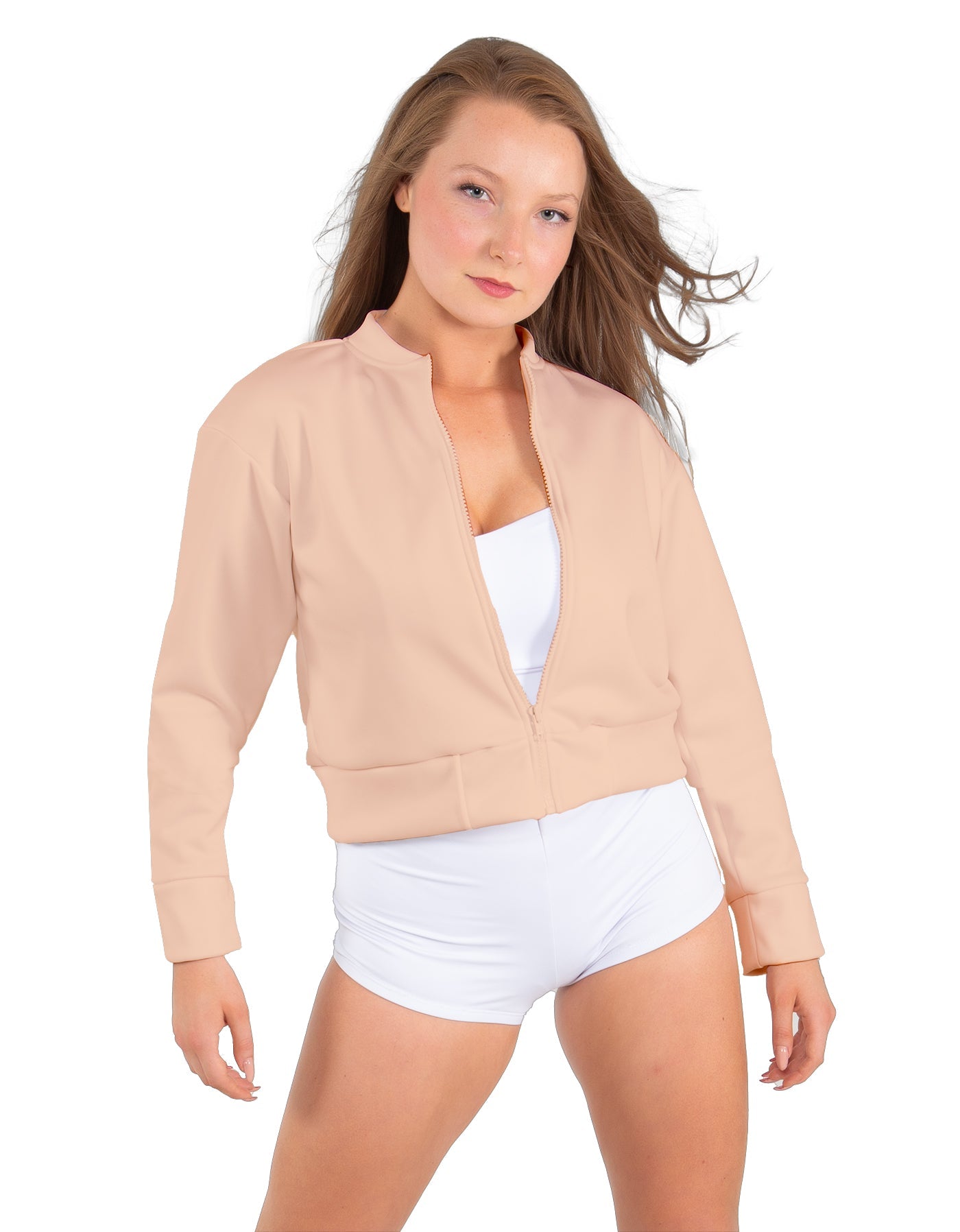 Solid Fleece Cropped Varsity Jacket