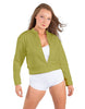 Solid Fleece Cropped Varsity Jacket