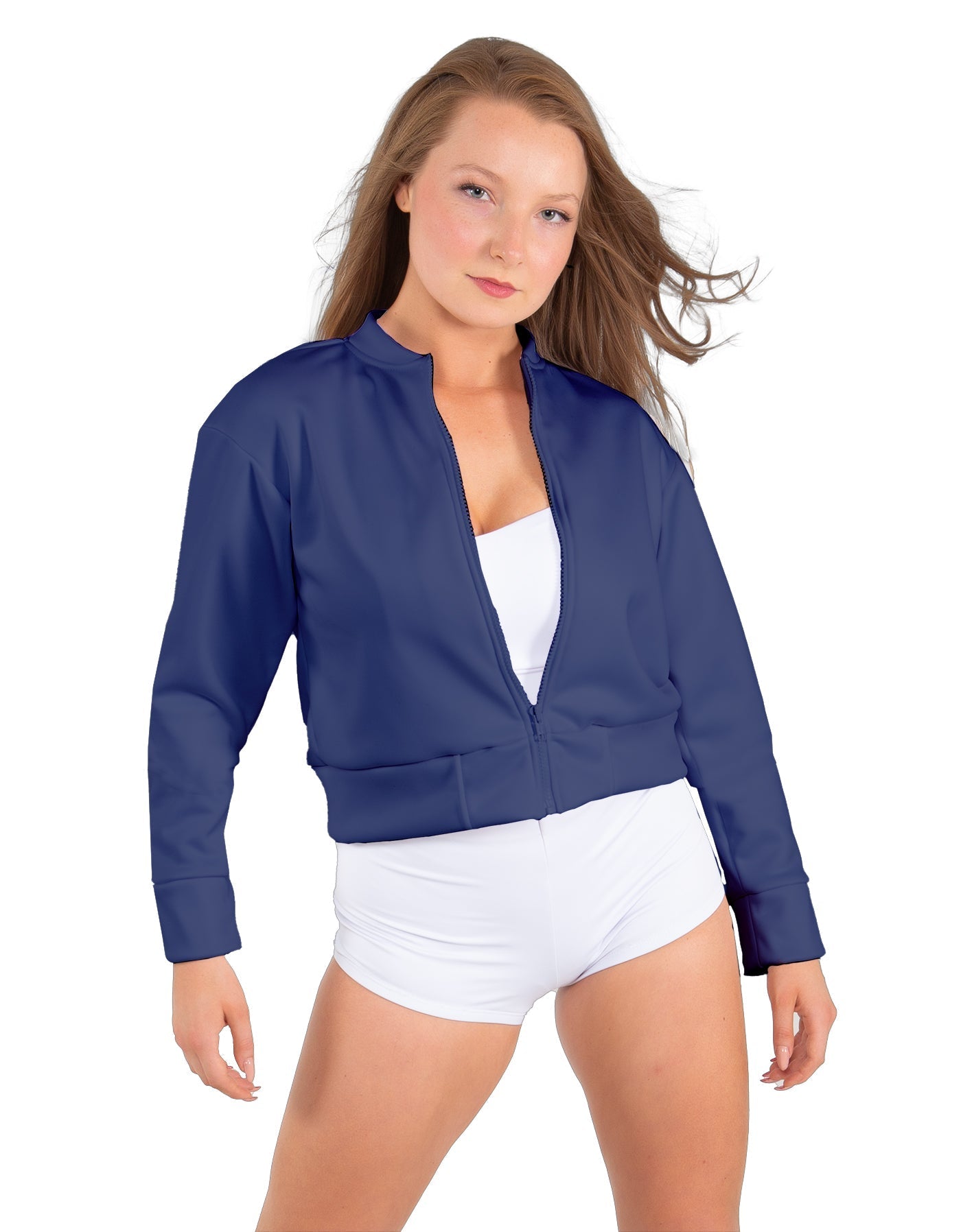 Solid Fleece Cropped Varsity Jacket