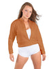 Solid Fleece Cropped Varsity Jacket