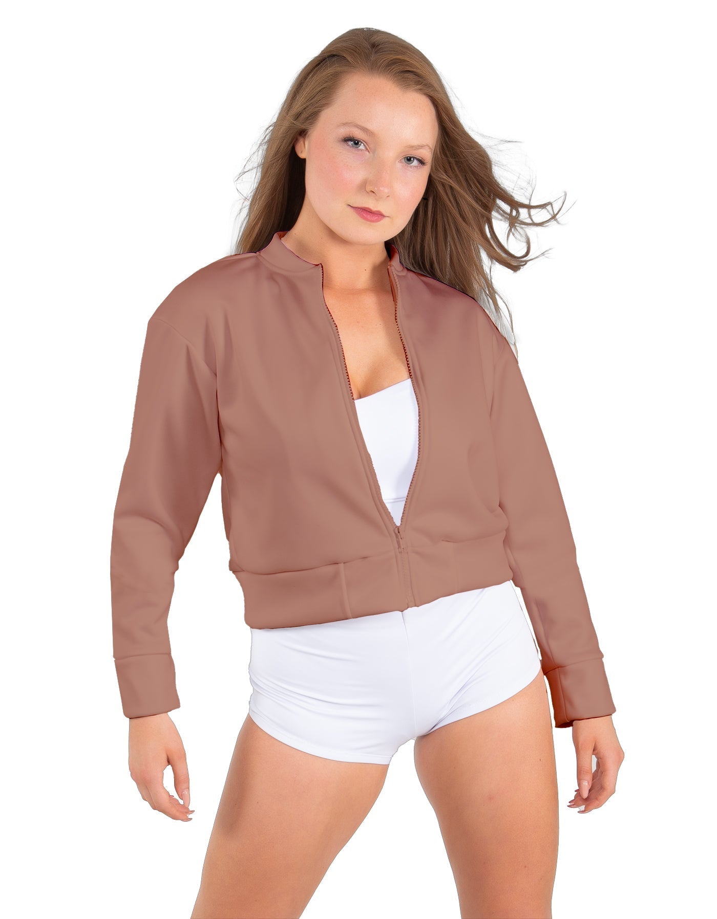 Solid Fleece Cropped Varsity Jacket