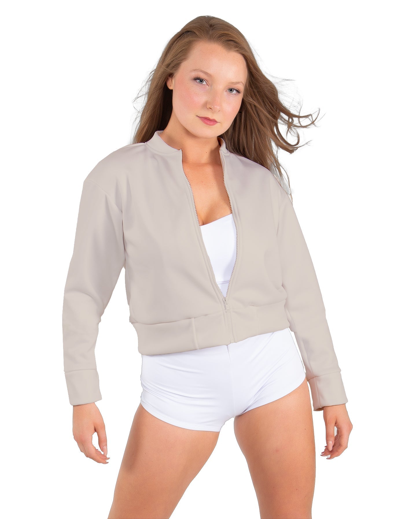 Solid Fleece Cropped Varsity Jacket