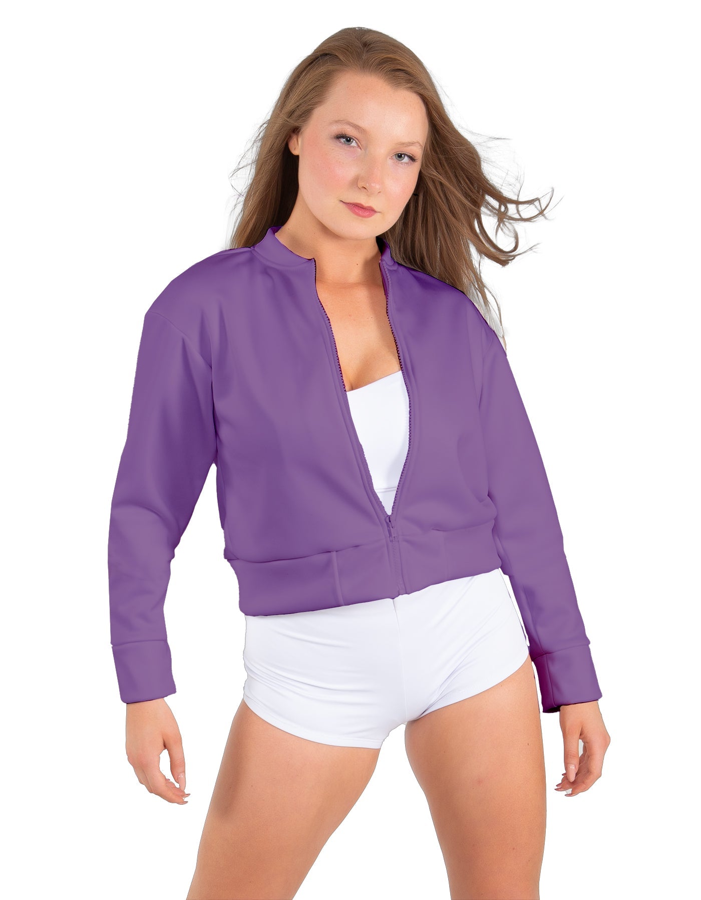 Solid Fleece Cropped Varsity Jacket