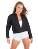 Solid Fleece Cropped Varsity Jacket