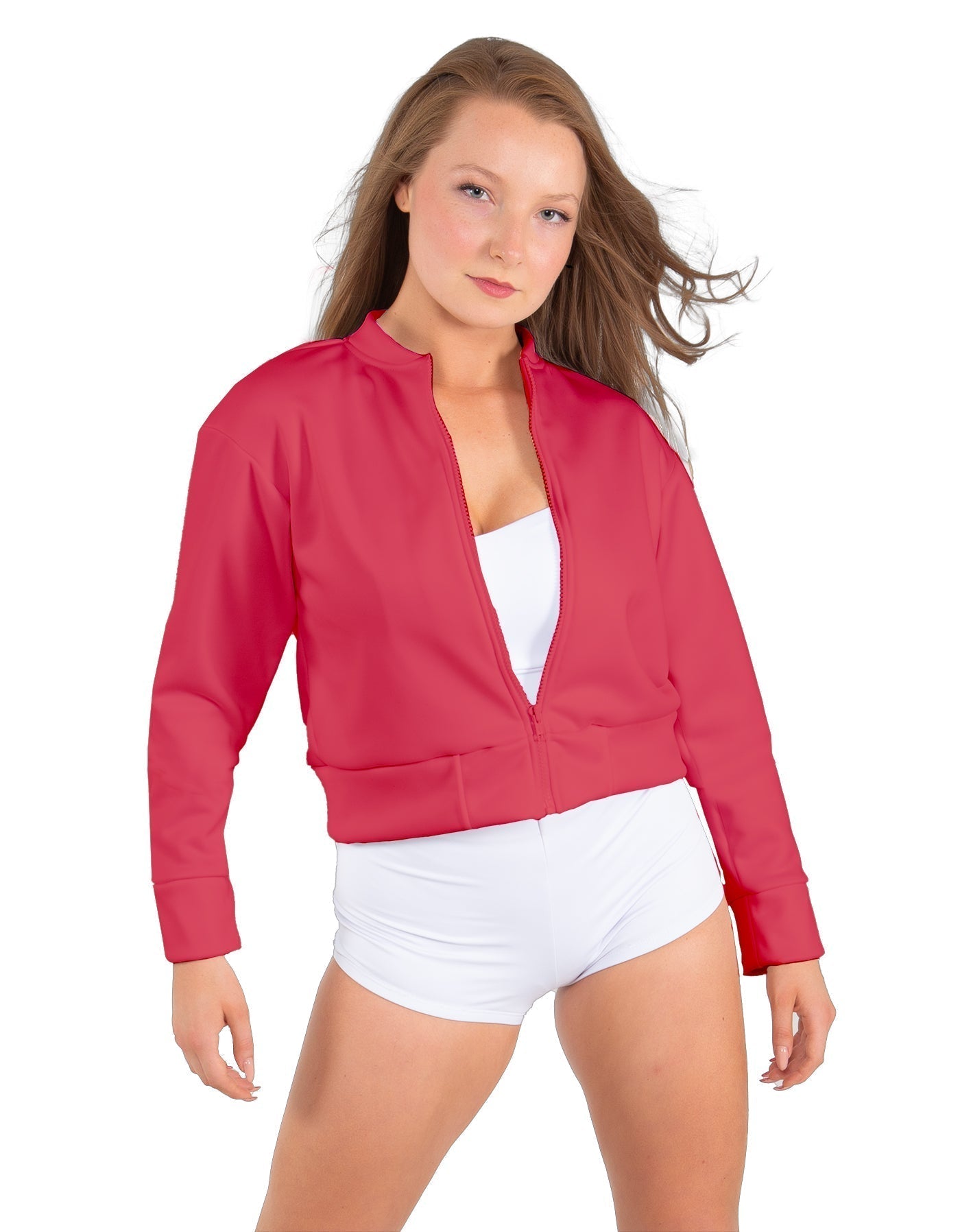 Solid Fleece Cropped Varsity Jacket