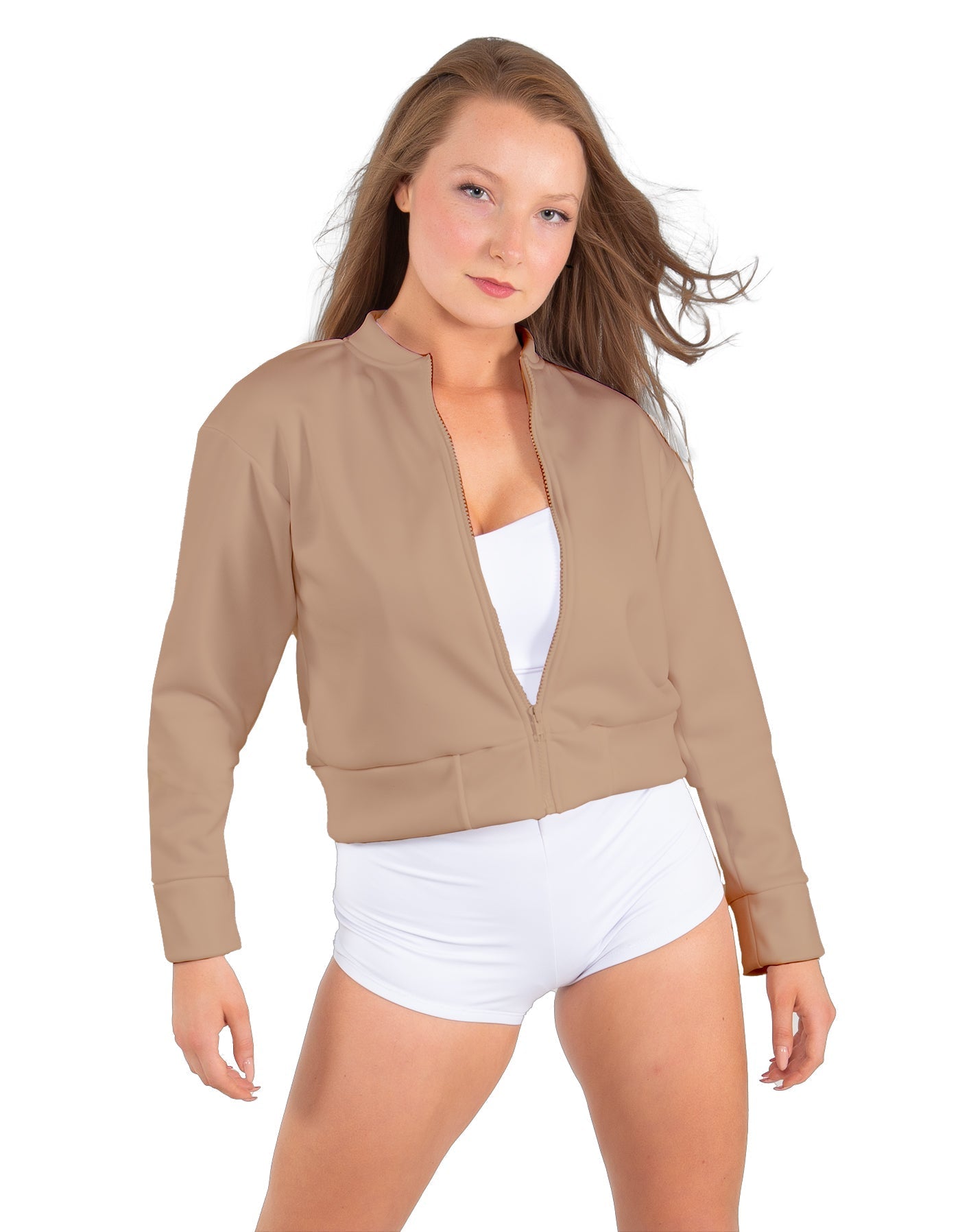 Solid Fleece Cropped Varsity Jacket