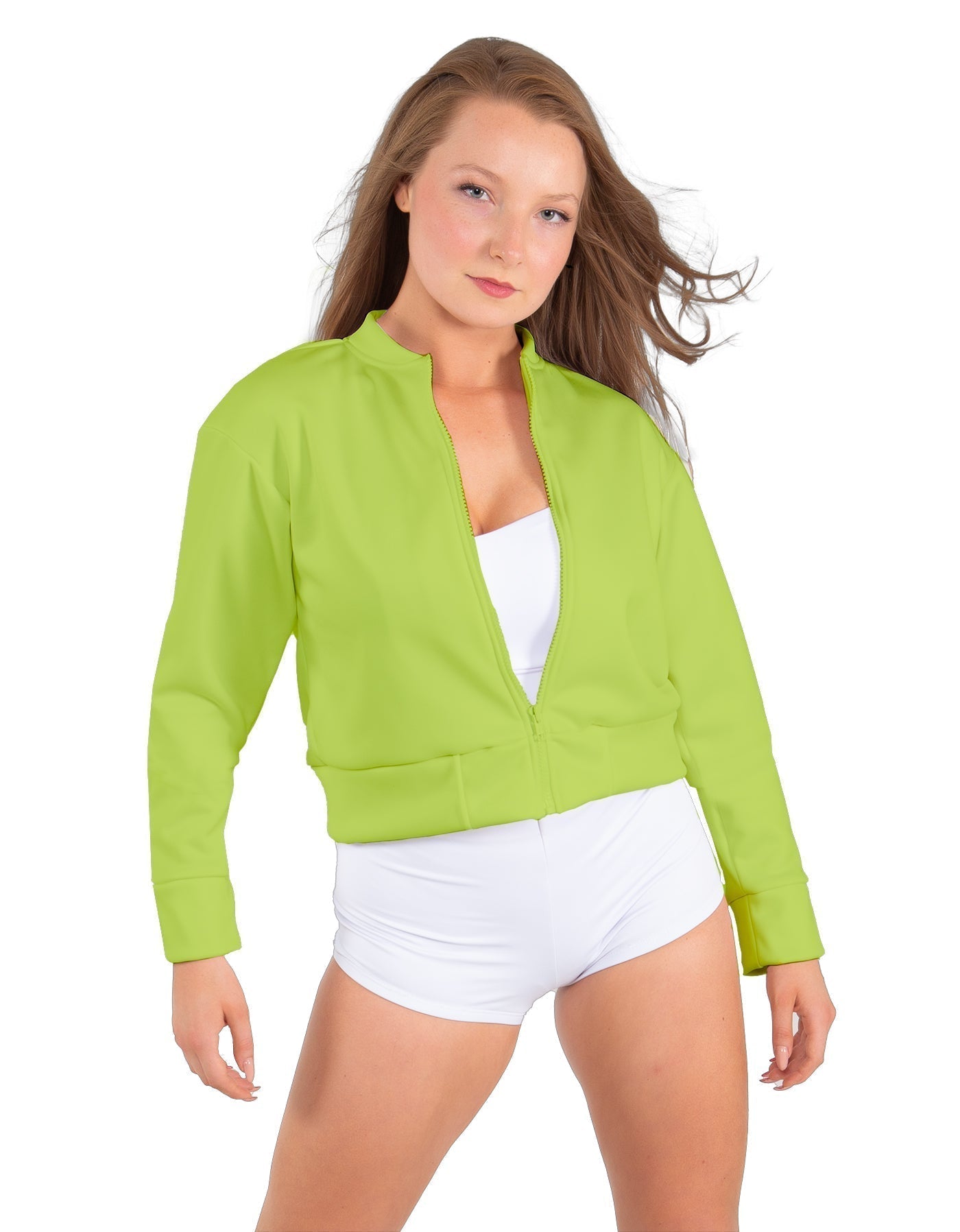 Solid Fleece Cropped Varsity Jacket
