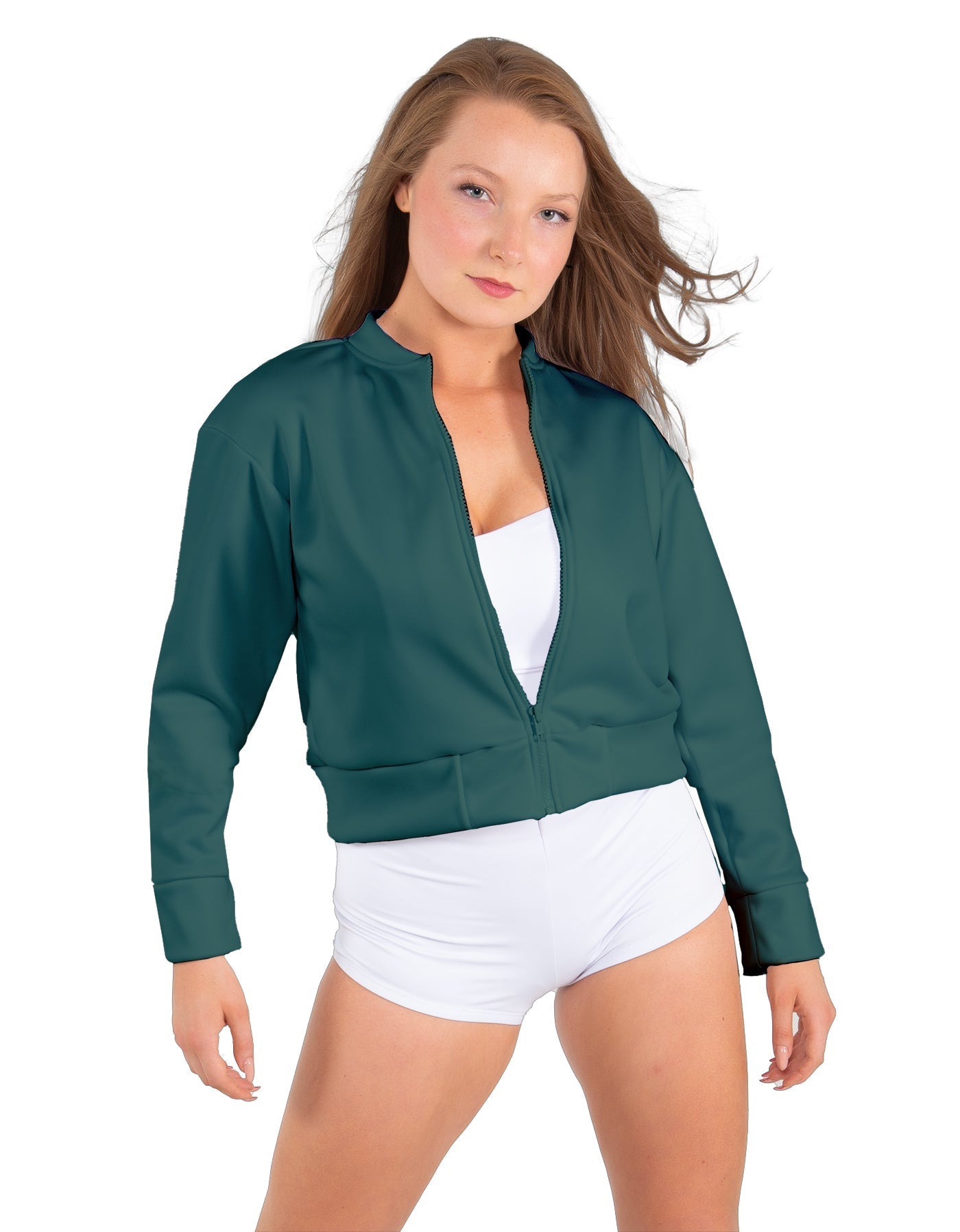 Solid Fleece Cropped Varsity Jacket