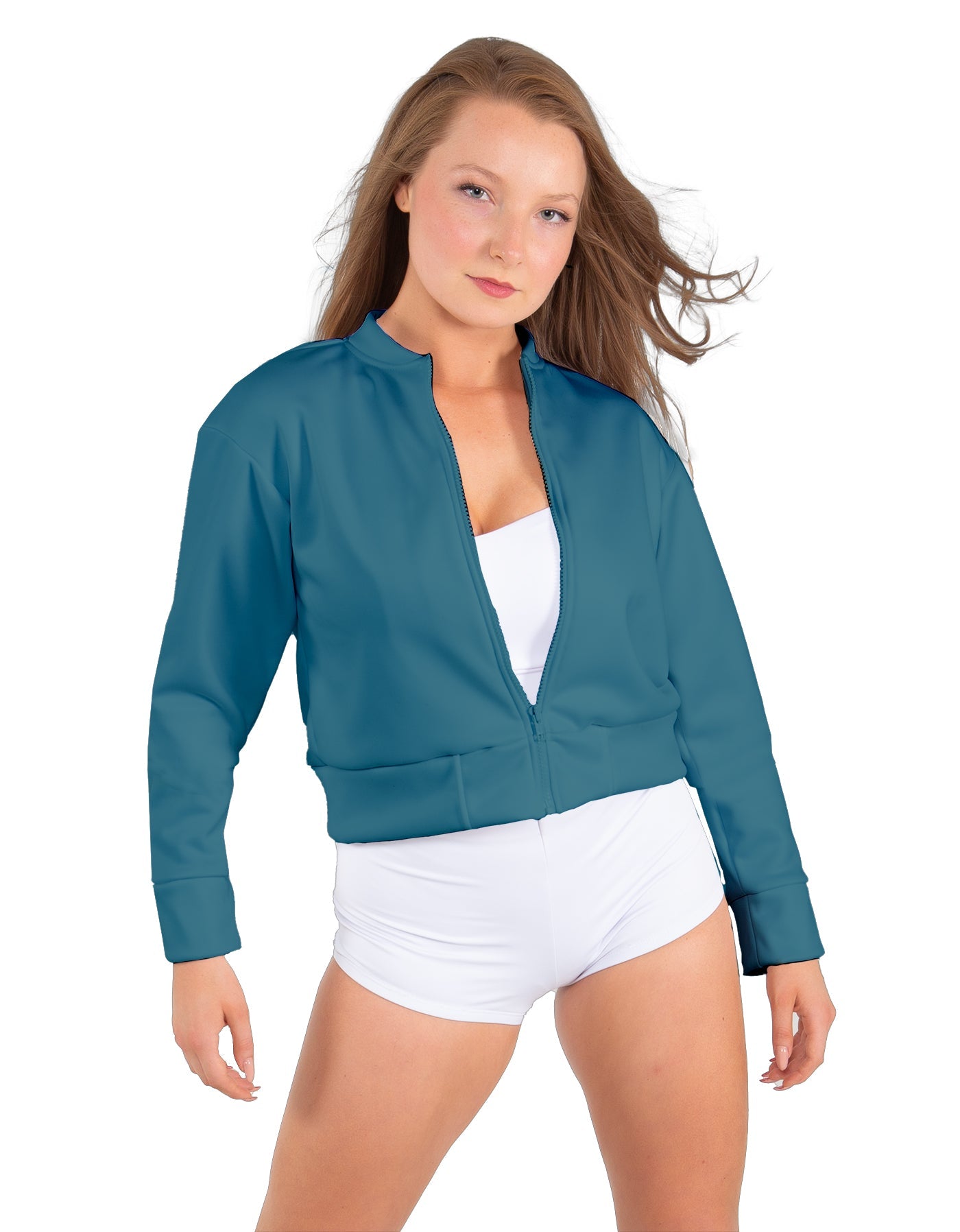 Solid Fleece Cropped Varsity Jacket