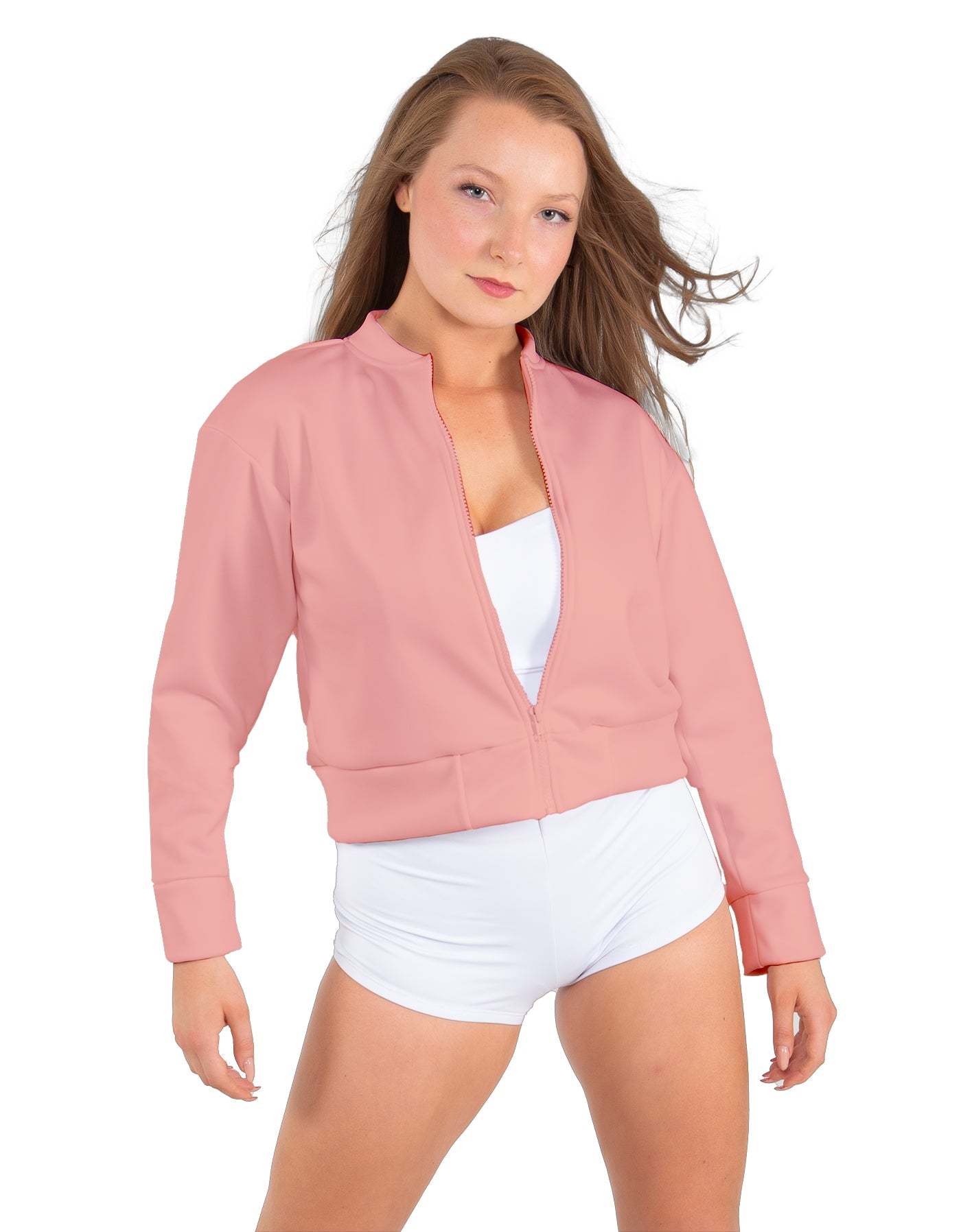 Solid Fleece Cropped Varsity Jacket