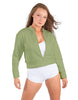 Solid Fleece Cropped Varsity Jacket