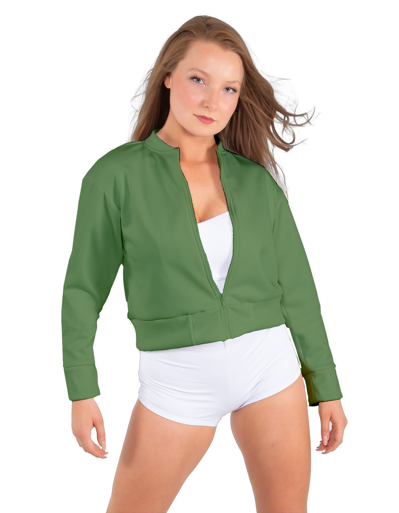 Solid Fleece Cropped Varsity Jacket