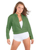 Solid Fleece Cropped Varsity Jacket